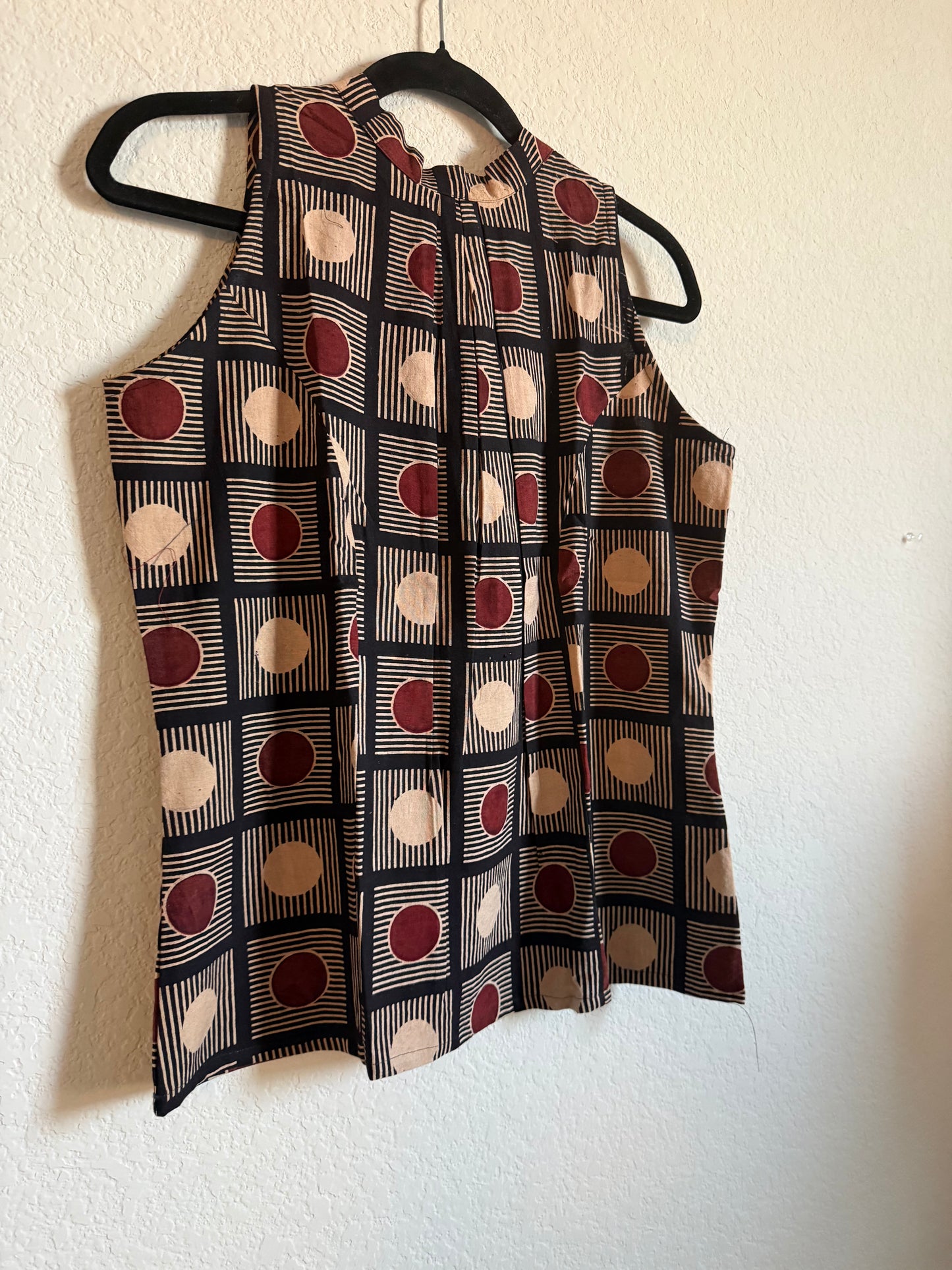 Black Cotton Sleeveless Halter Neck Short Top