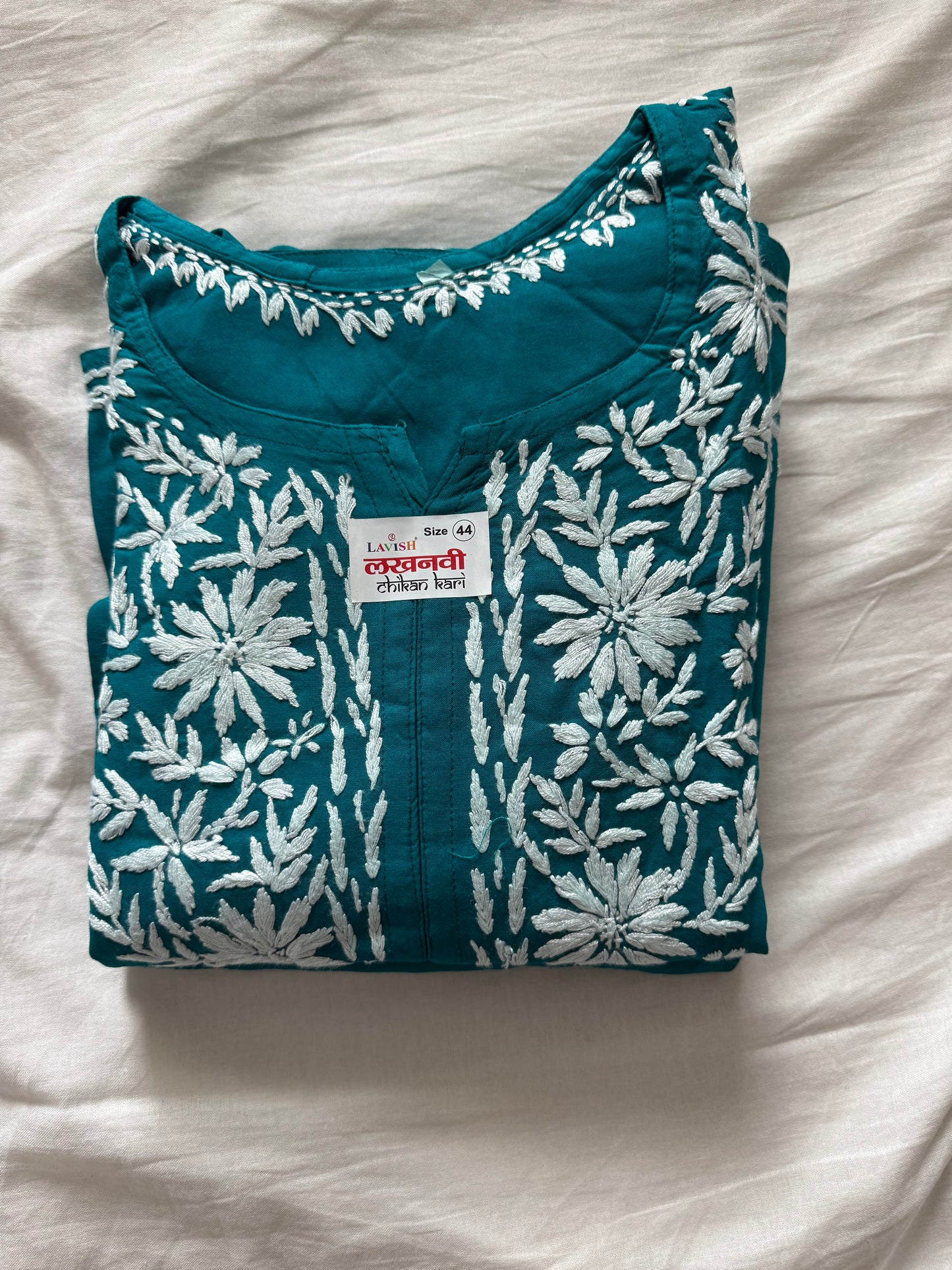 Peacock Green Rayon Chikankari Coord Set - Top with Palazzo