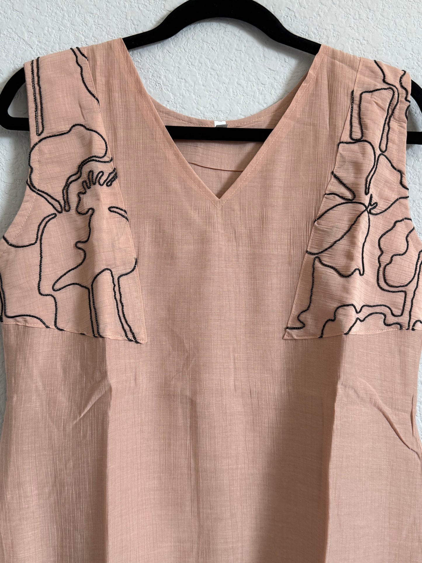 Peach Mul Chanderi Sleeveless A-line Dress