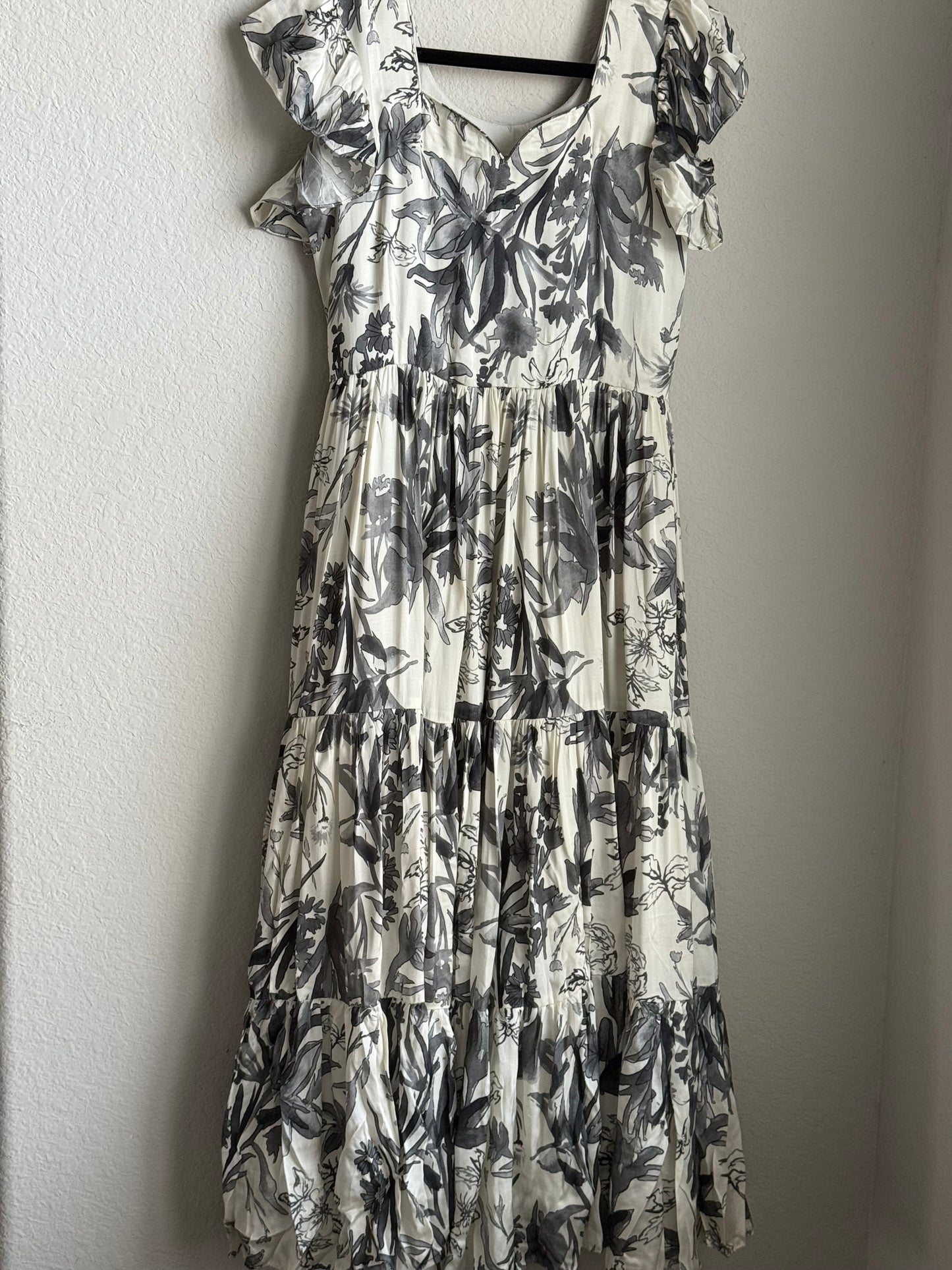 Beautiful half white and gray shade georgette satin frock