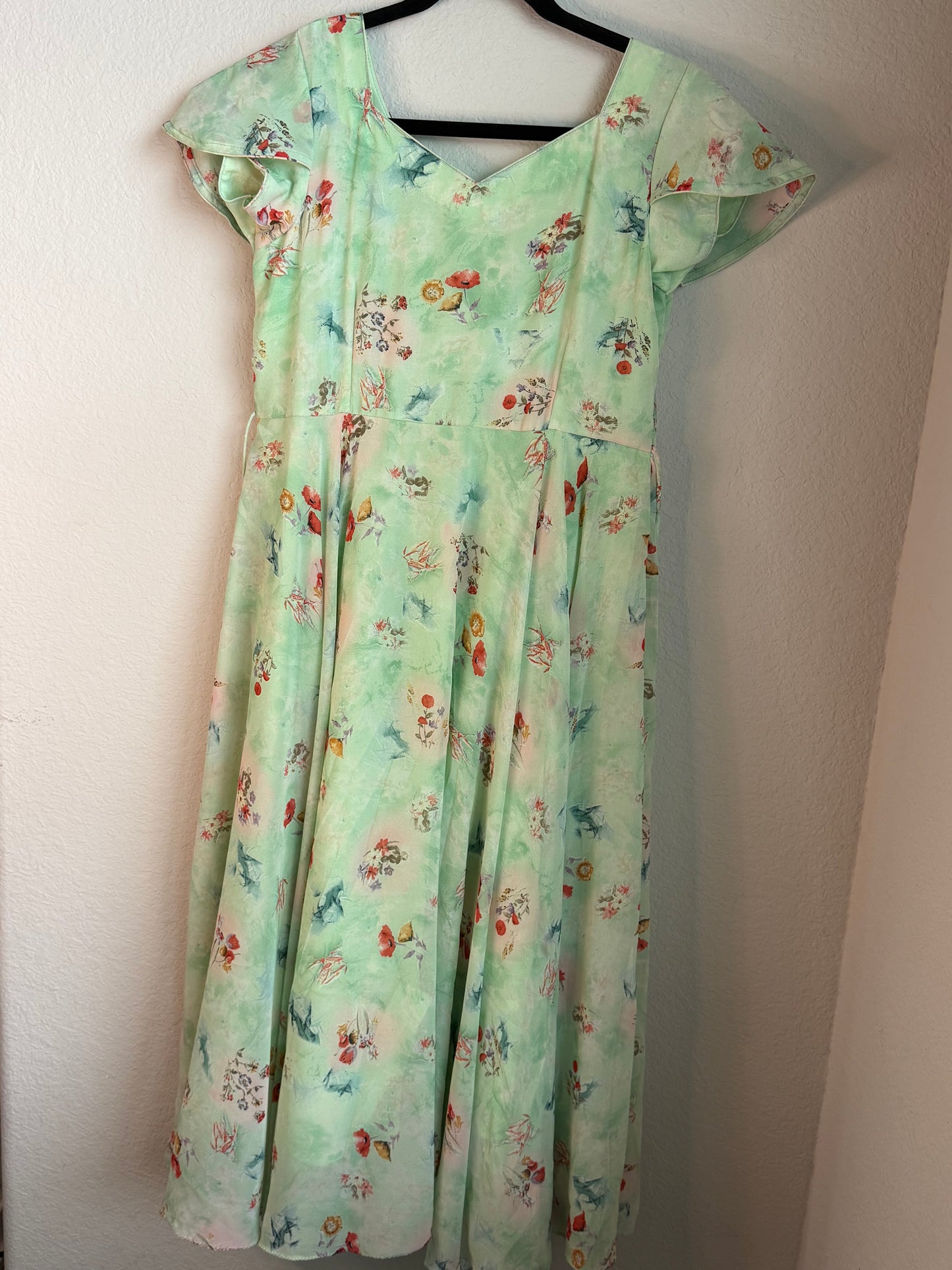 Pista green georgette frock