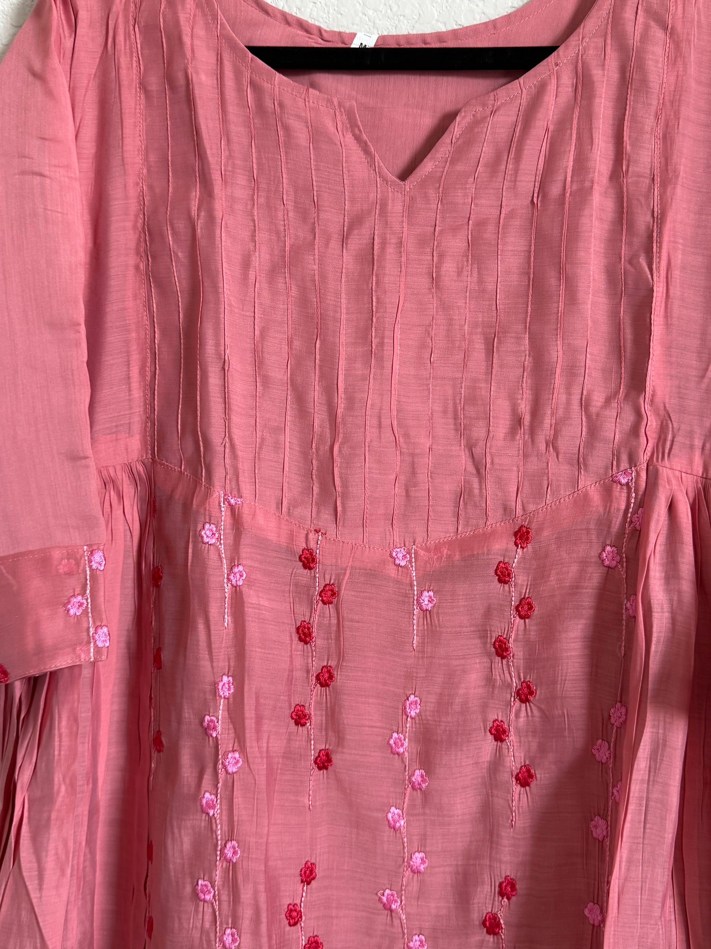 Peach Mul Chanderi A-line Frock Kurti