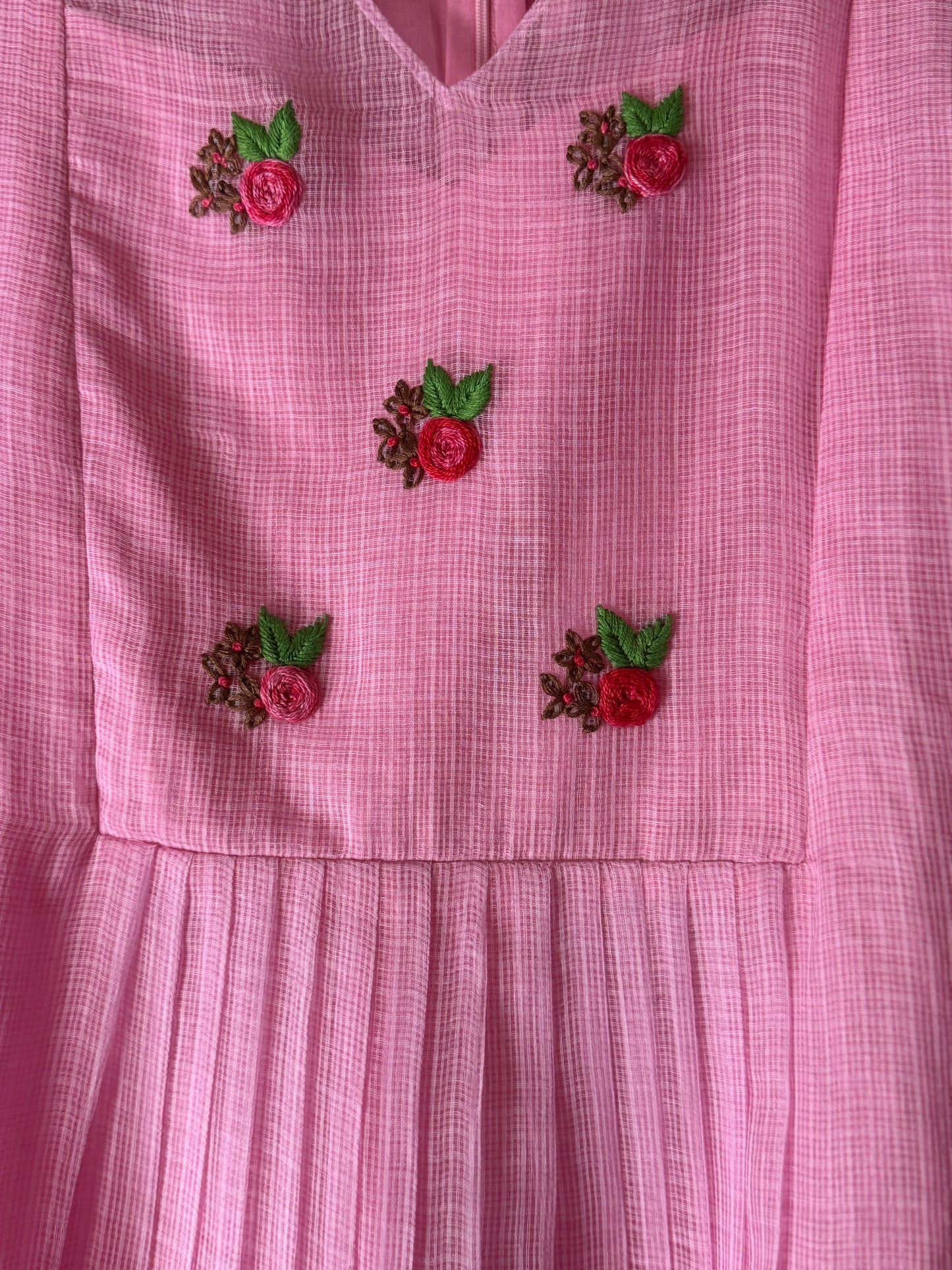 Light Pink Kota Embroidered Dress