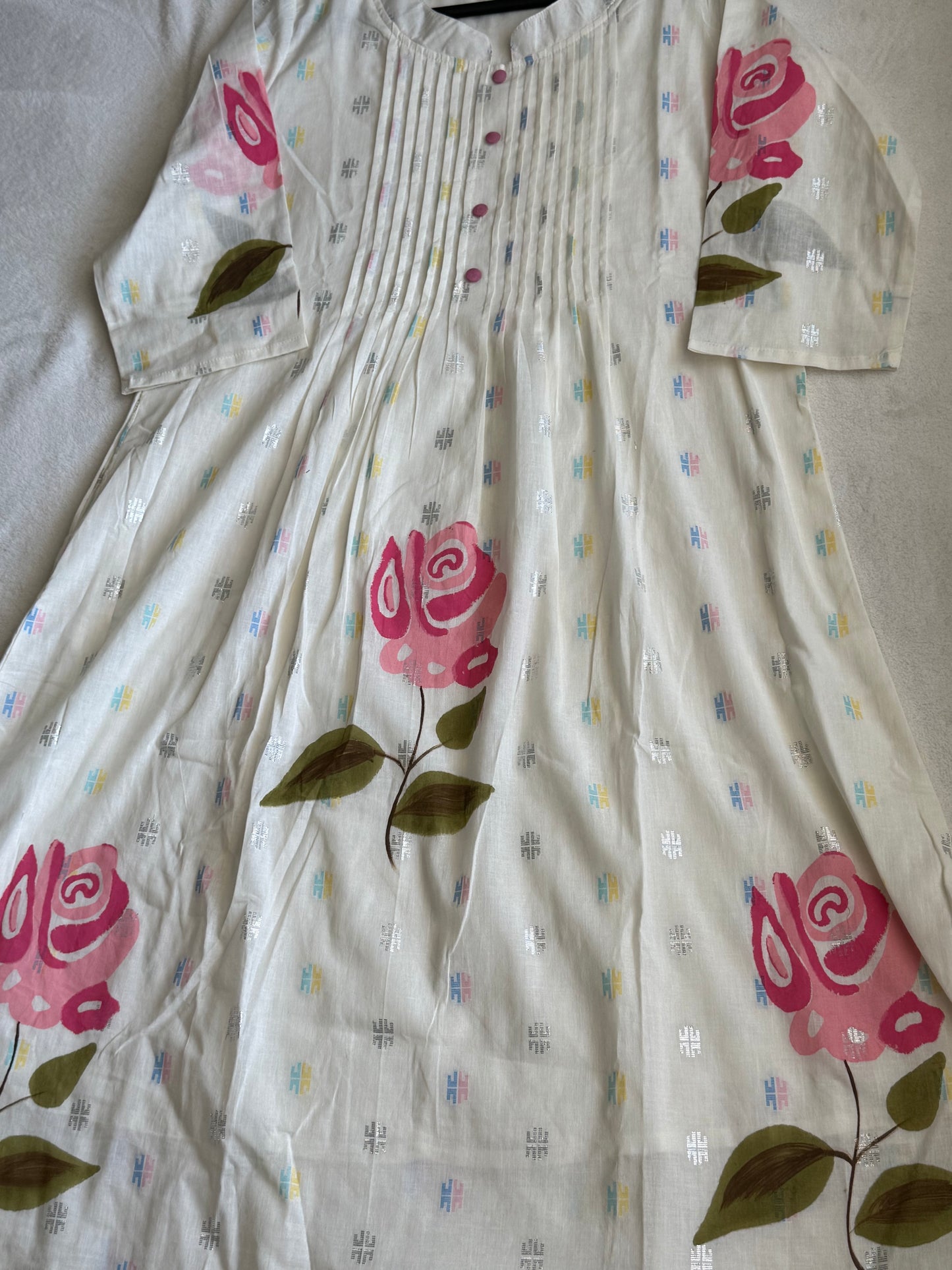 Pure cotton handpainted kurti and pant set