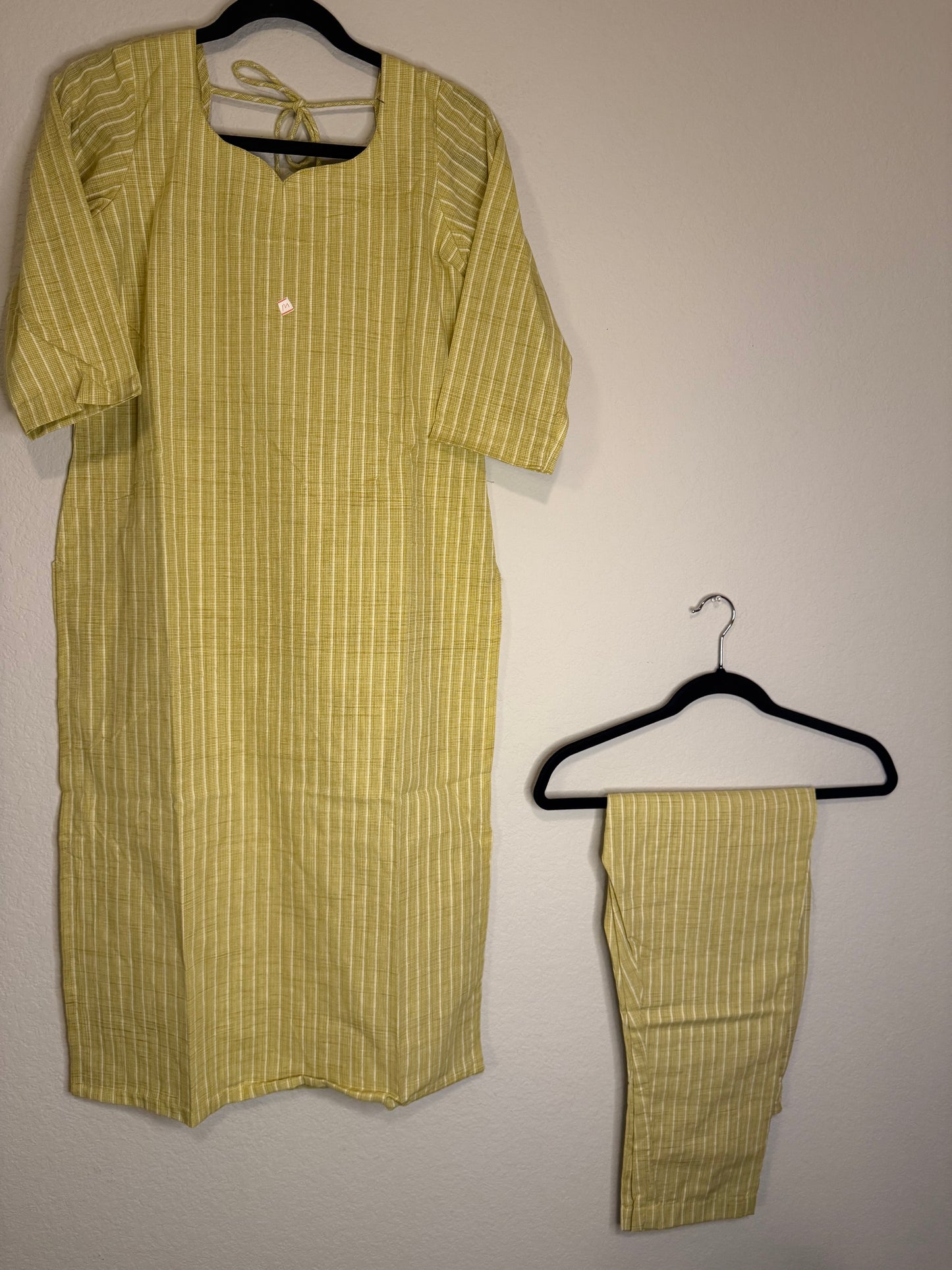 Green Cotton Straight Cut Customized Coord Set