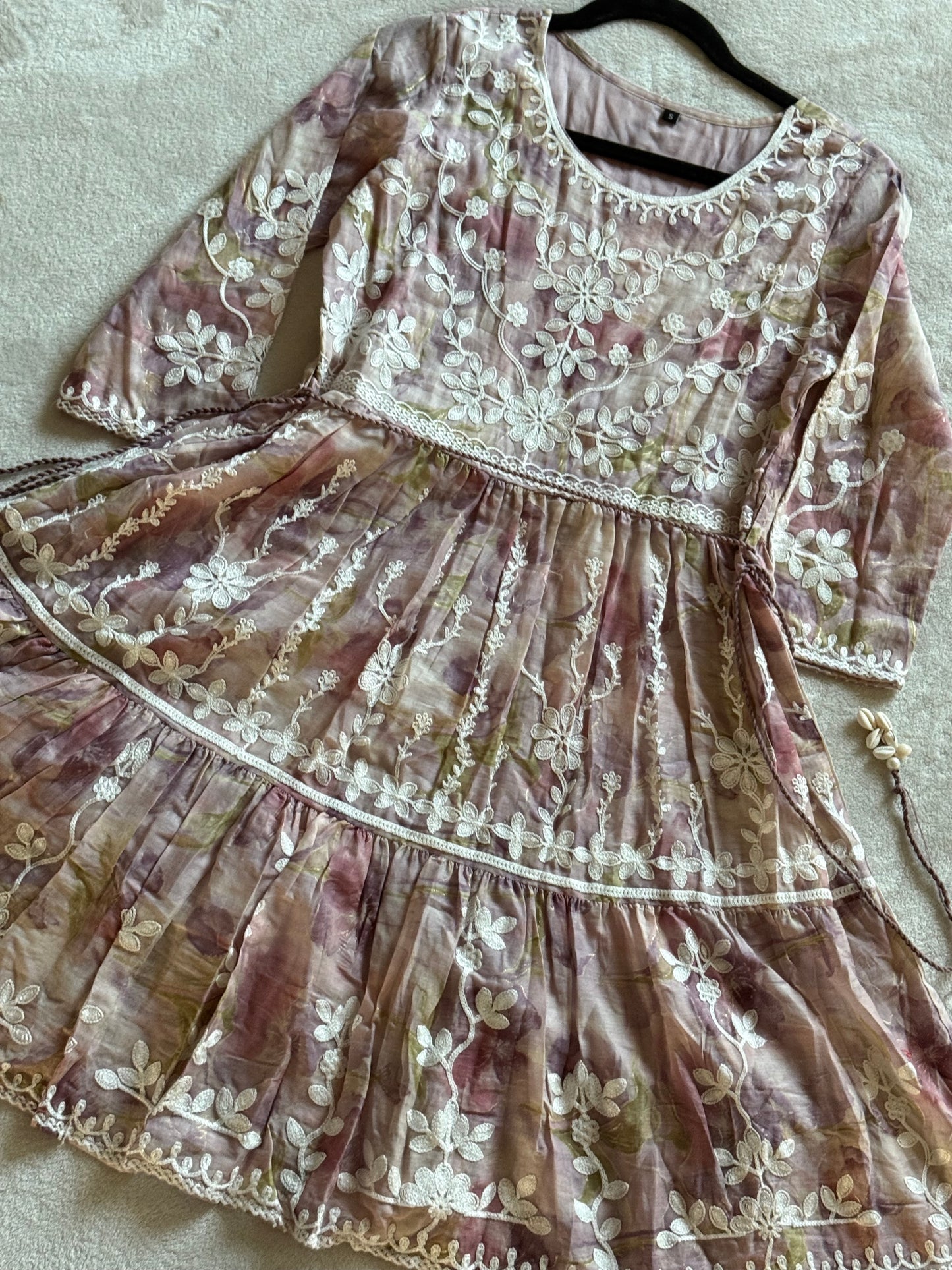 Mauve shade chikankari short kurti