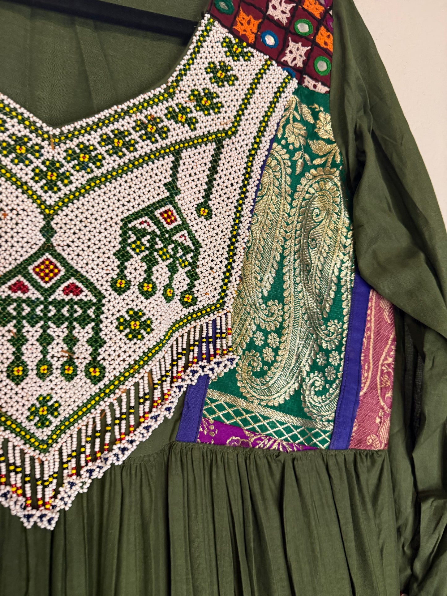Green Handwork Heavy Flared Anarkali Long Dress