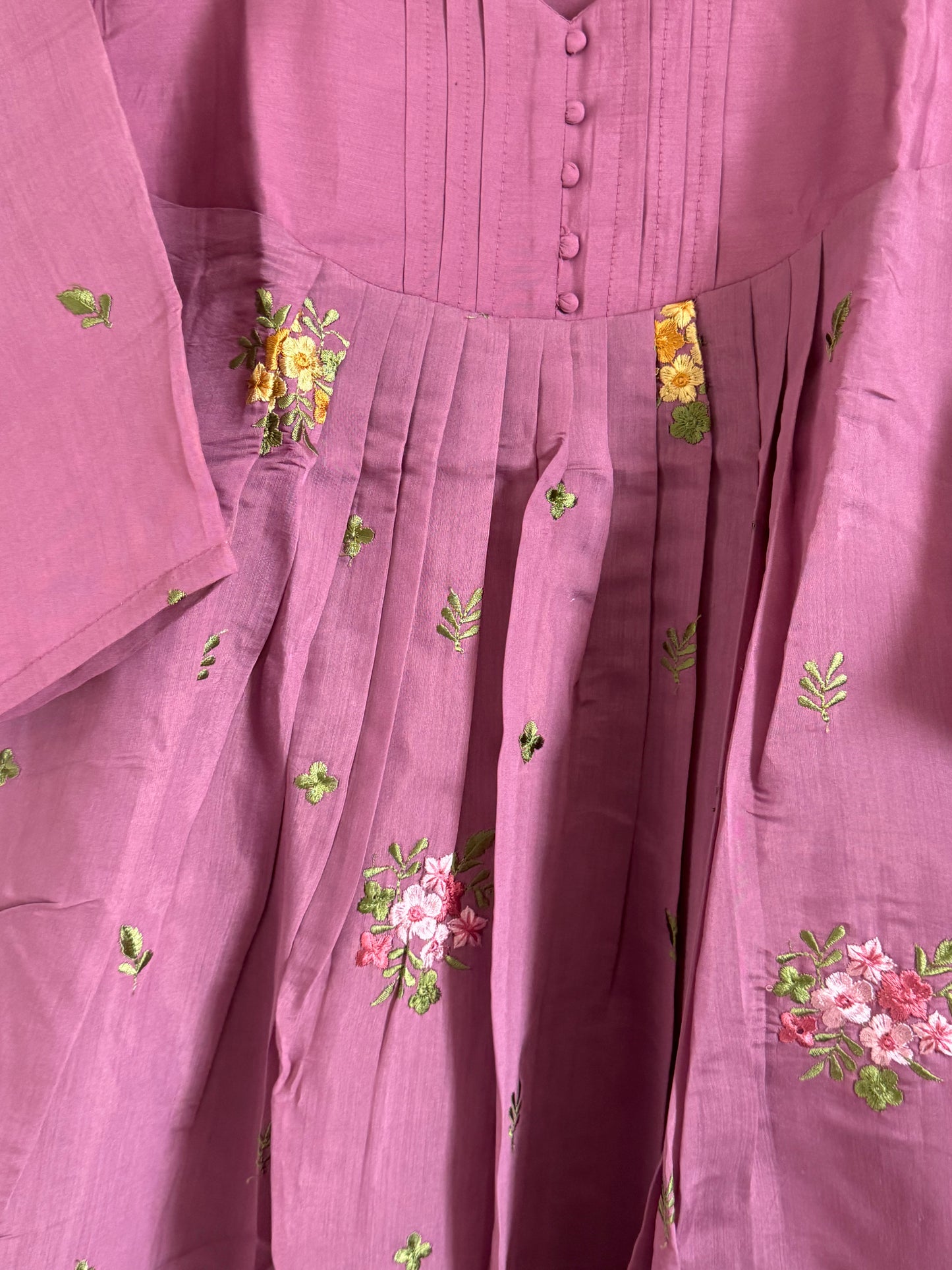 Magenta Mul Chanderi A-line Kurti