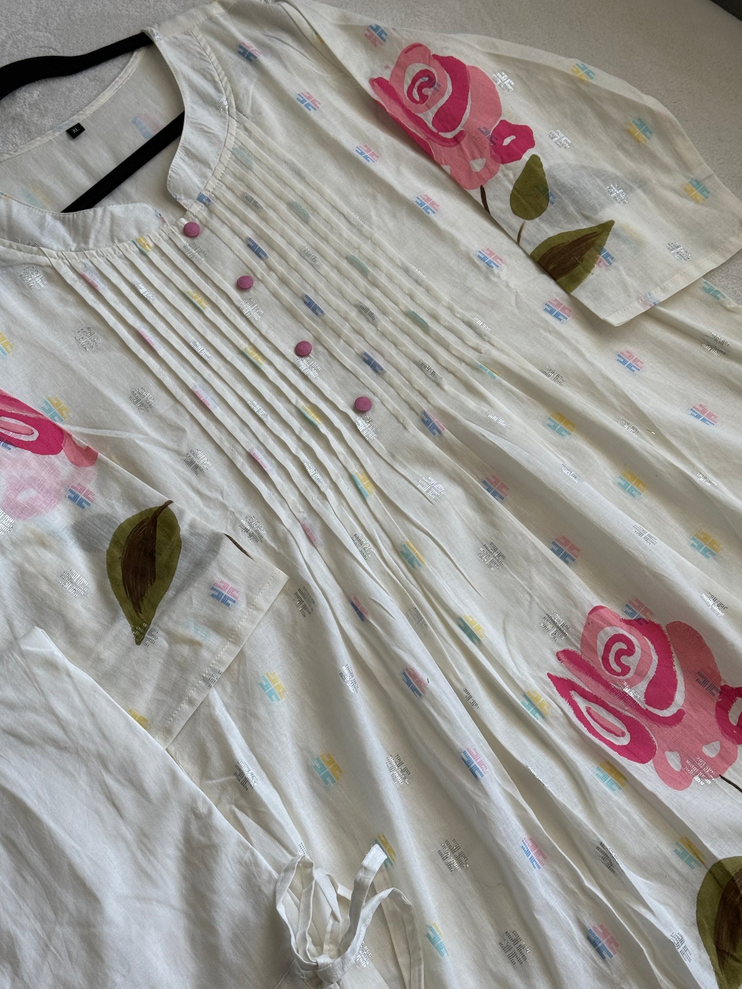 Pure cotton handpainted kurti and pant set