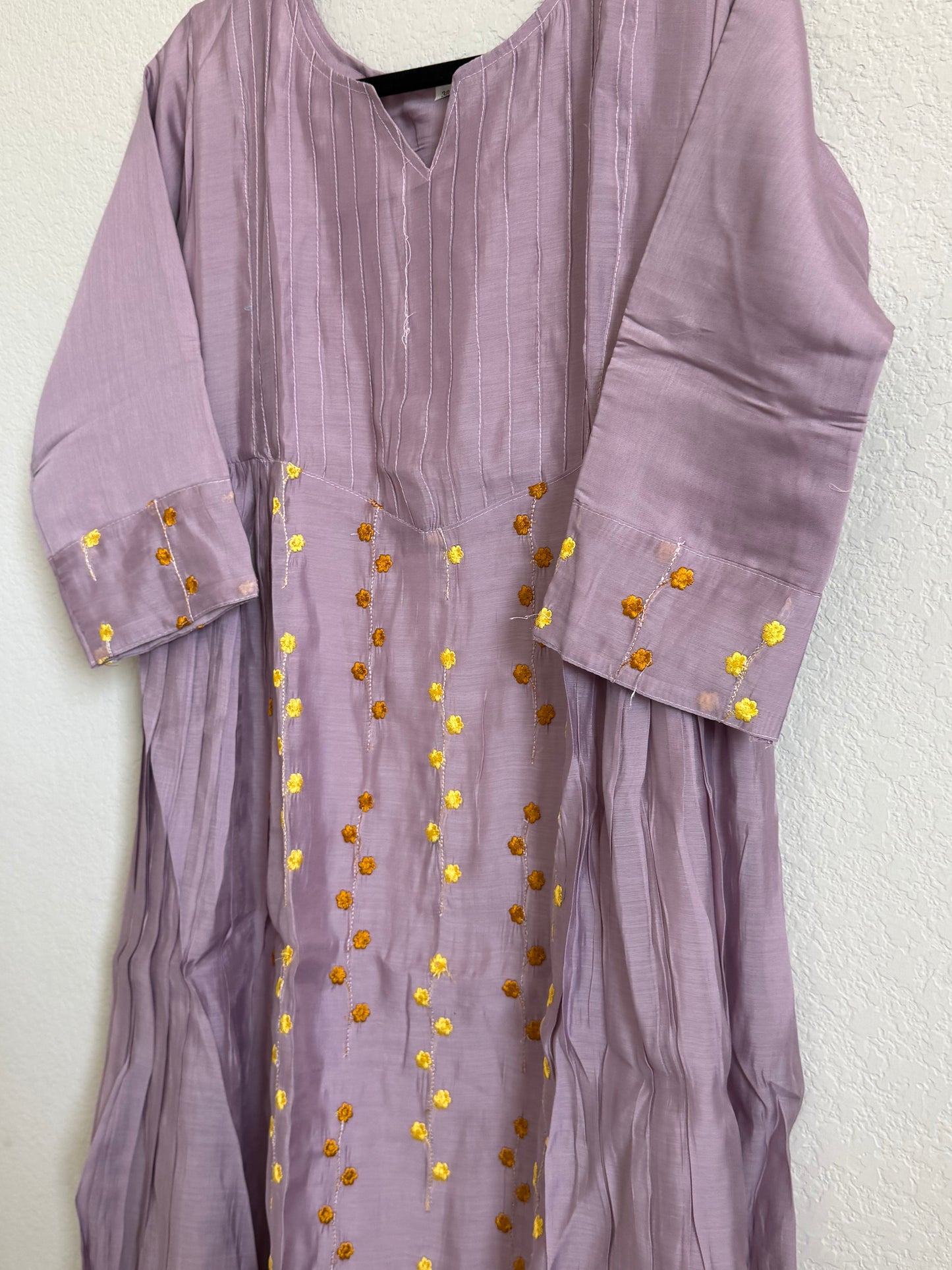 Lilac Mul Chanderi A-line Frock Kurti