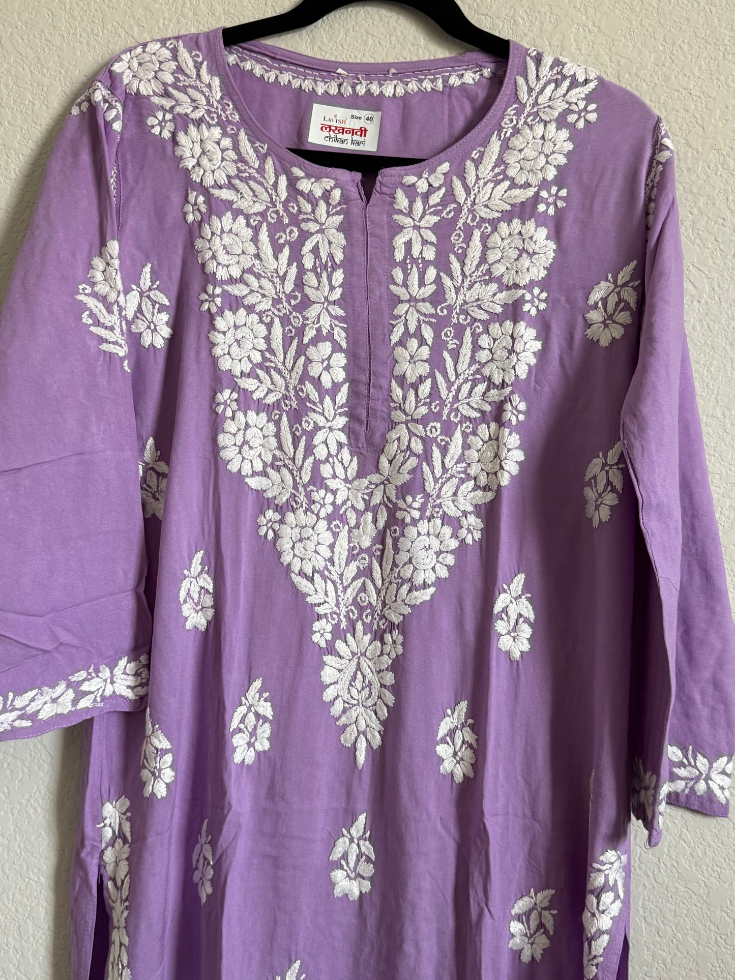 Lavendar Rayon Chikankari Coord Set - Top with Palazzo