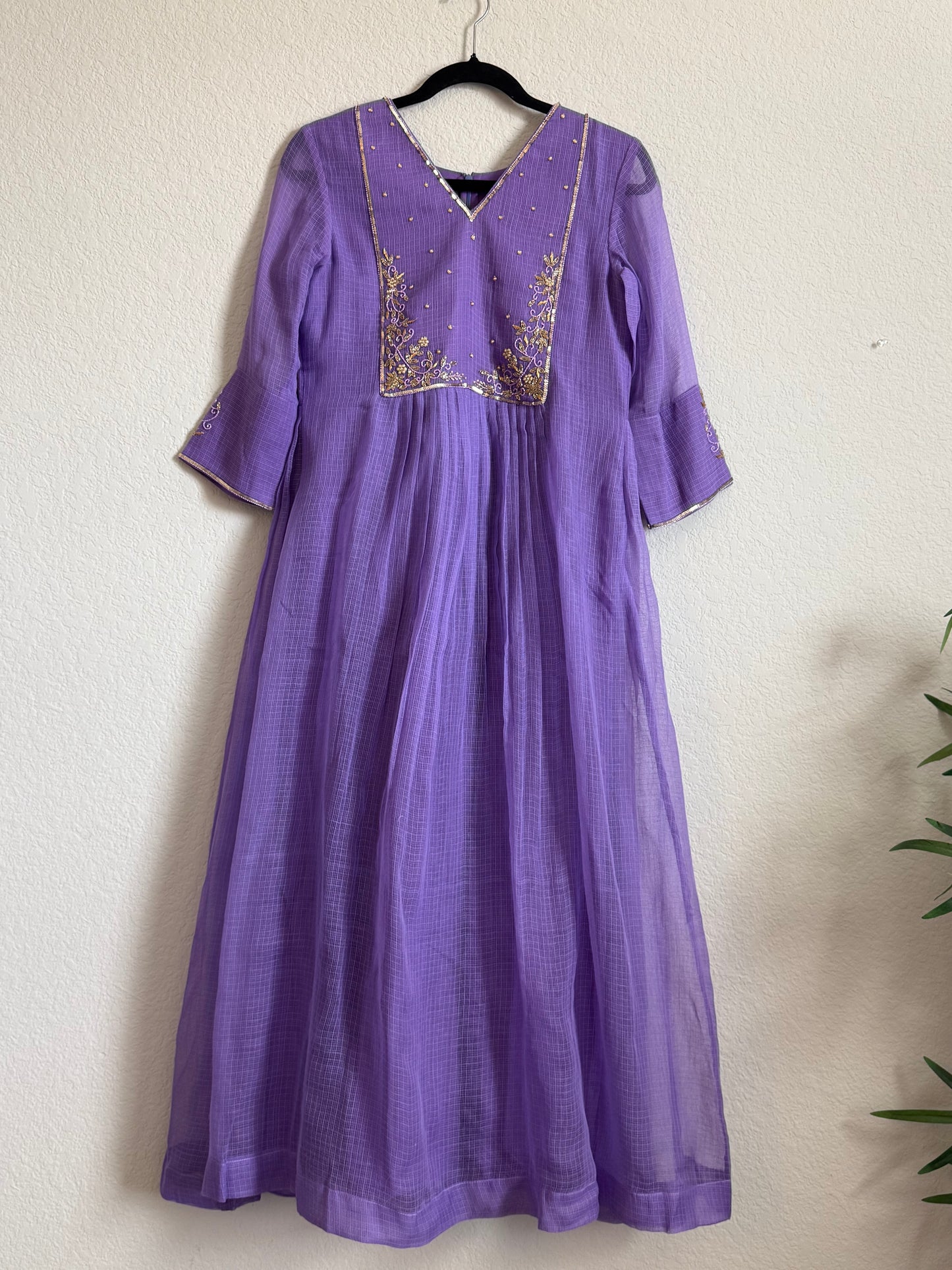 Lavendar Kota Maggam Work Dress
