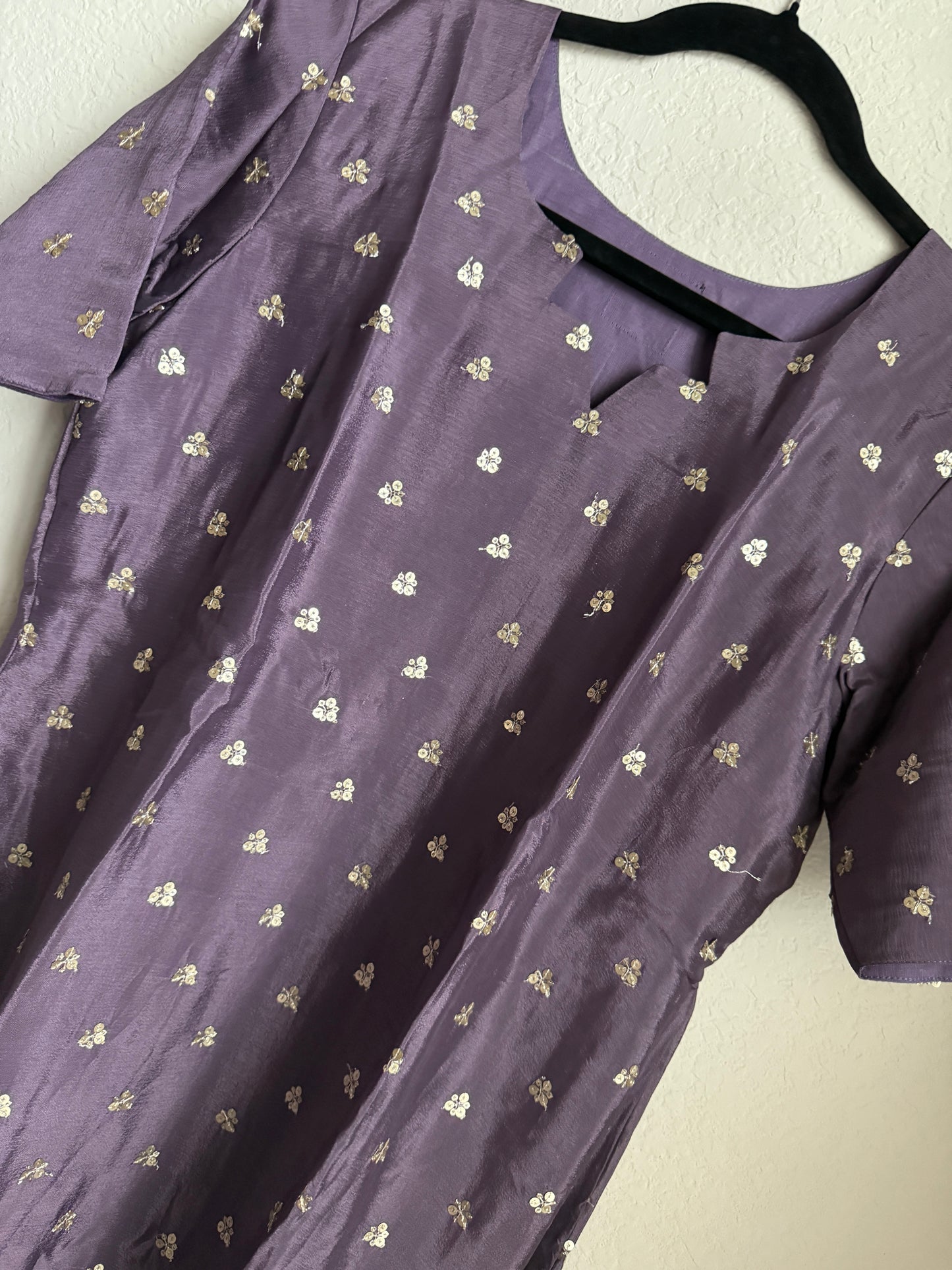 Purple Customized Coord Set – Top with Raw Silk Pant