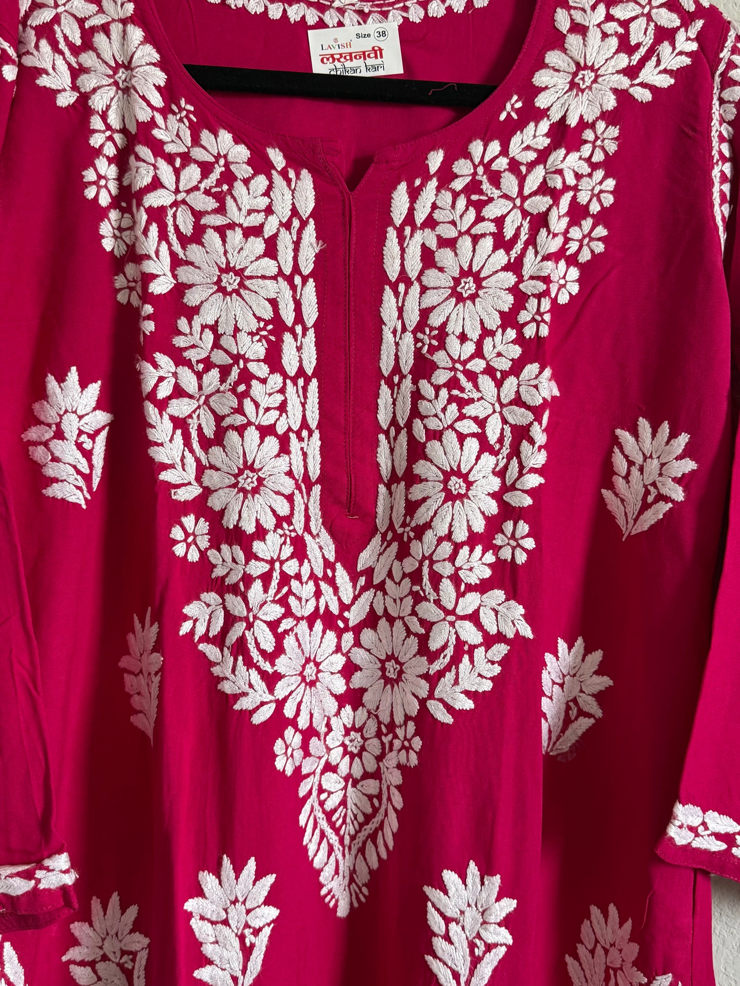 Pink Rayon Chikankari Coord Set - Top with Palazzo