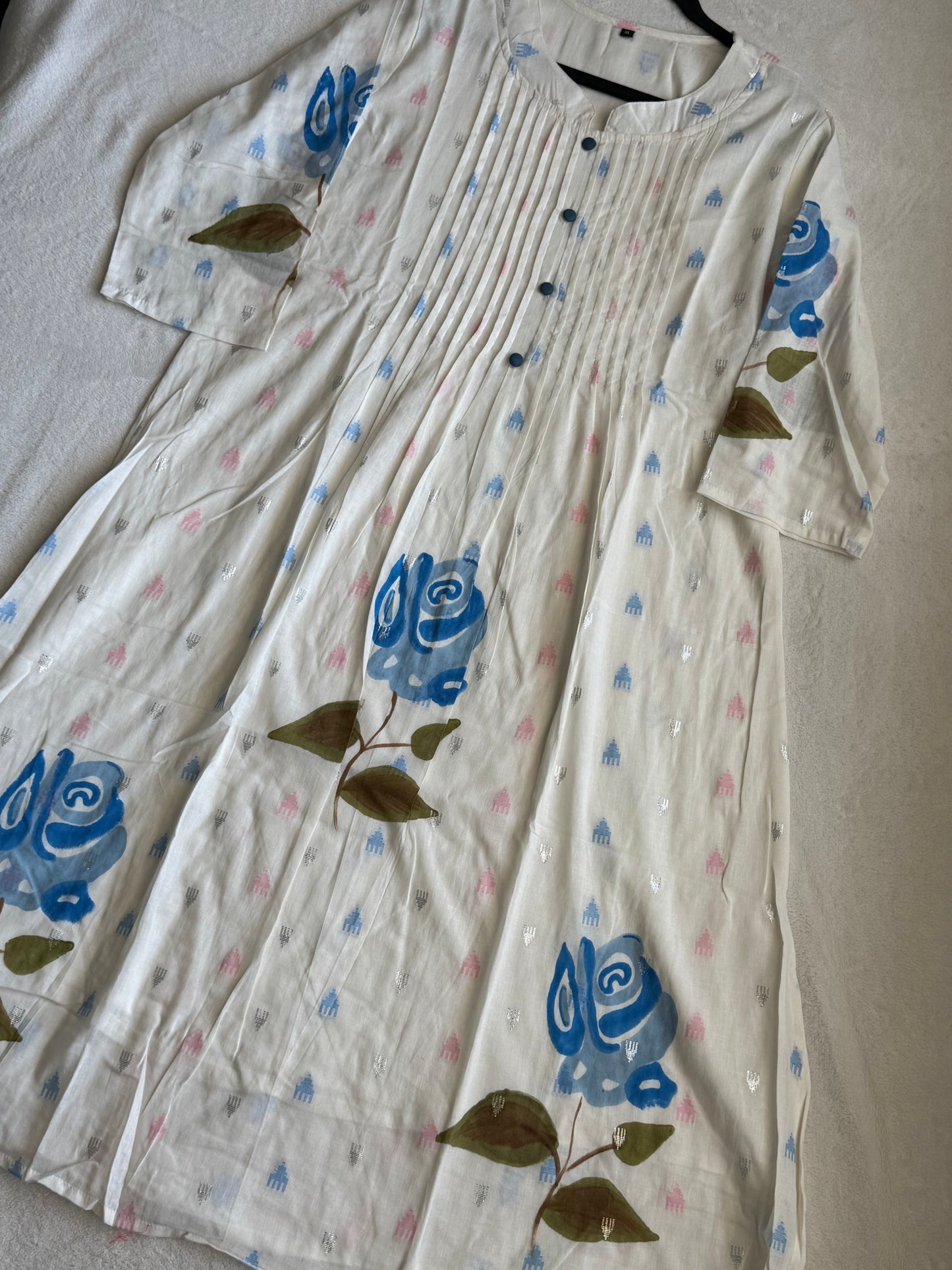 Pure cotton handpainted kurti and pant set