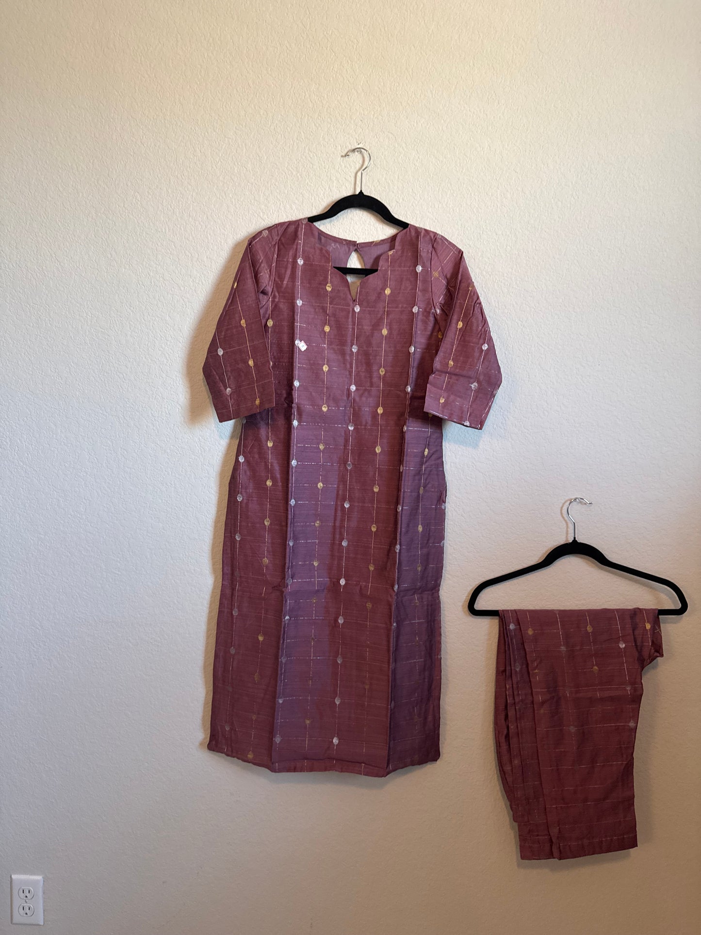 Mauve Raw Silk Customized Festive Coord Set