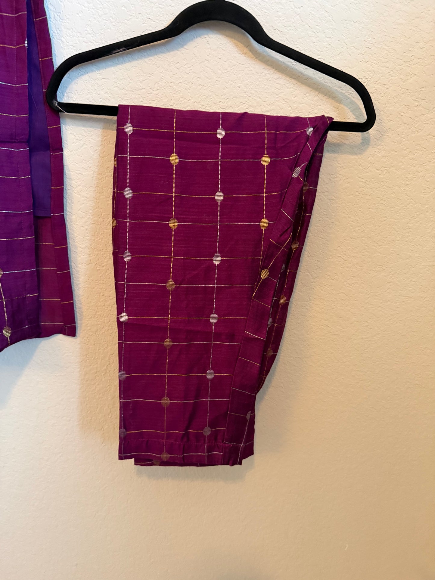 Magenta Raw Silk Customized Festive Coord Set