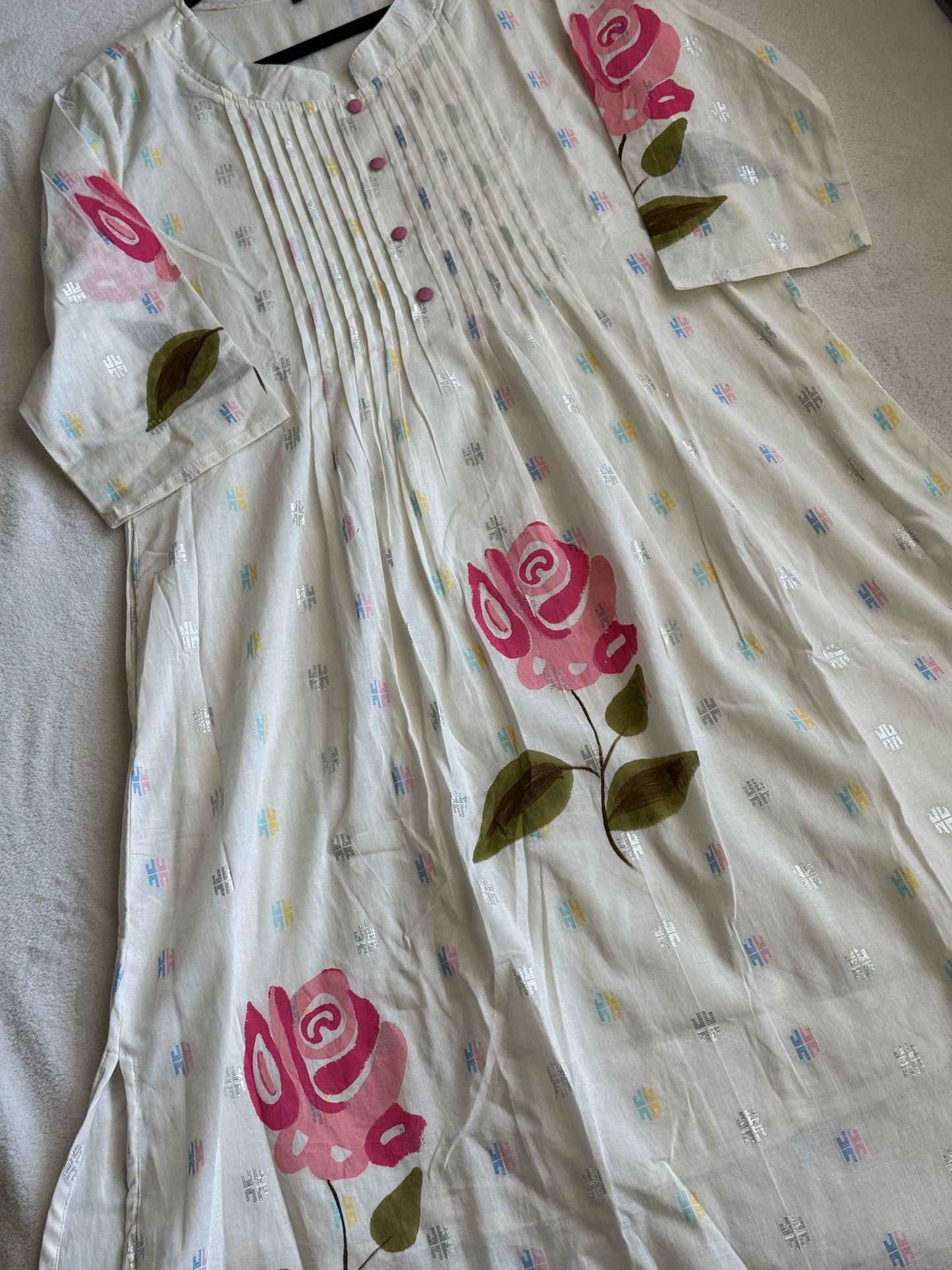 Pure cotton handpainted kurti and pant set