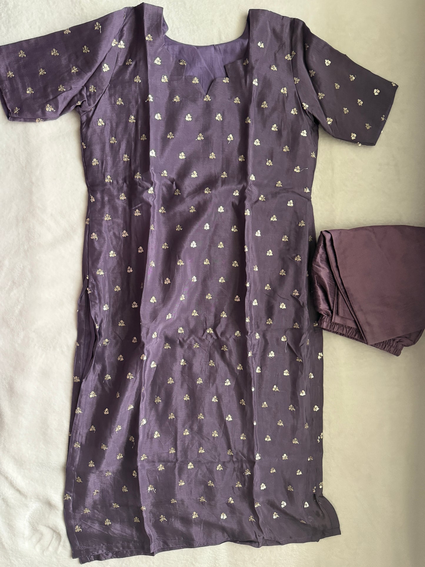 Purple Customized Coord Set – Top with Raw Silk Pant