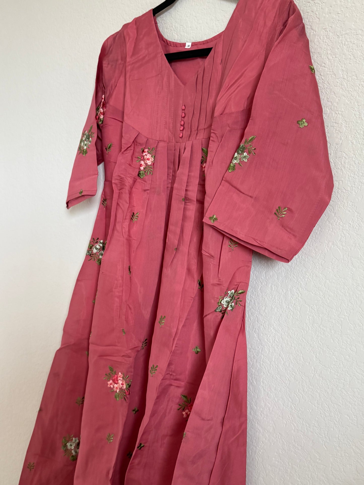 Peach Mul Chanderi A-line Kurti
