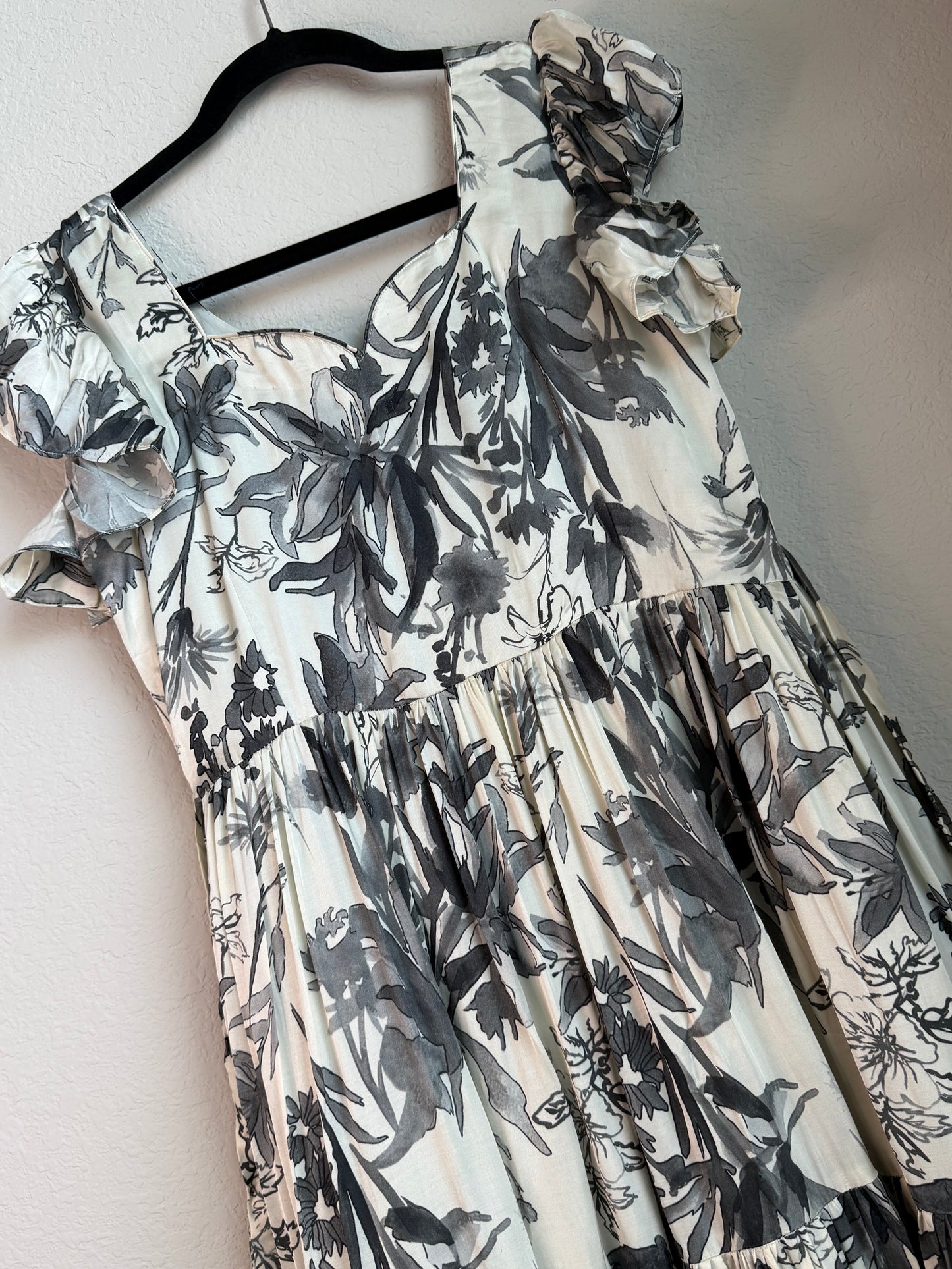 Beautiful half white and gray shade georgette satin frock