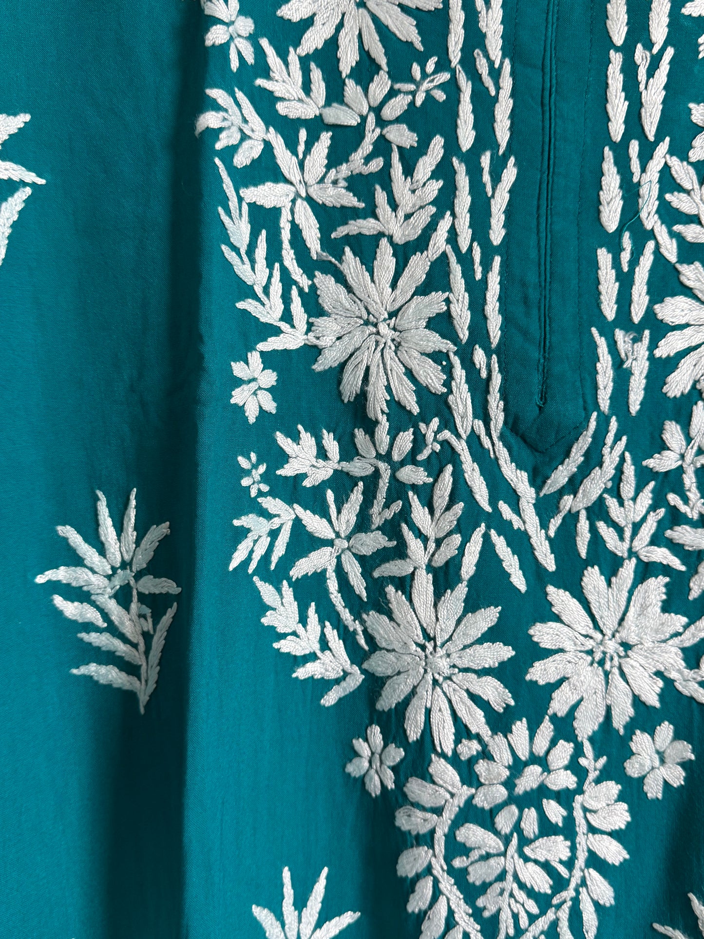 Peacock Green Rayon Chikankari Coord Set - Top with Palazzo