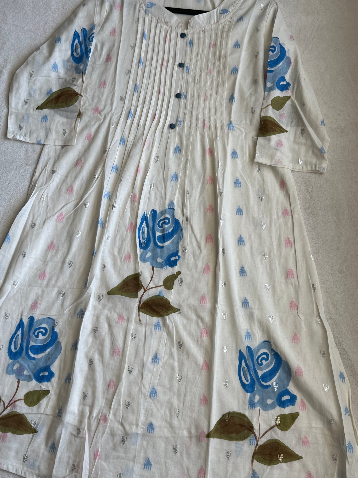 Pure cotton handpainted kurti and pant set