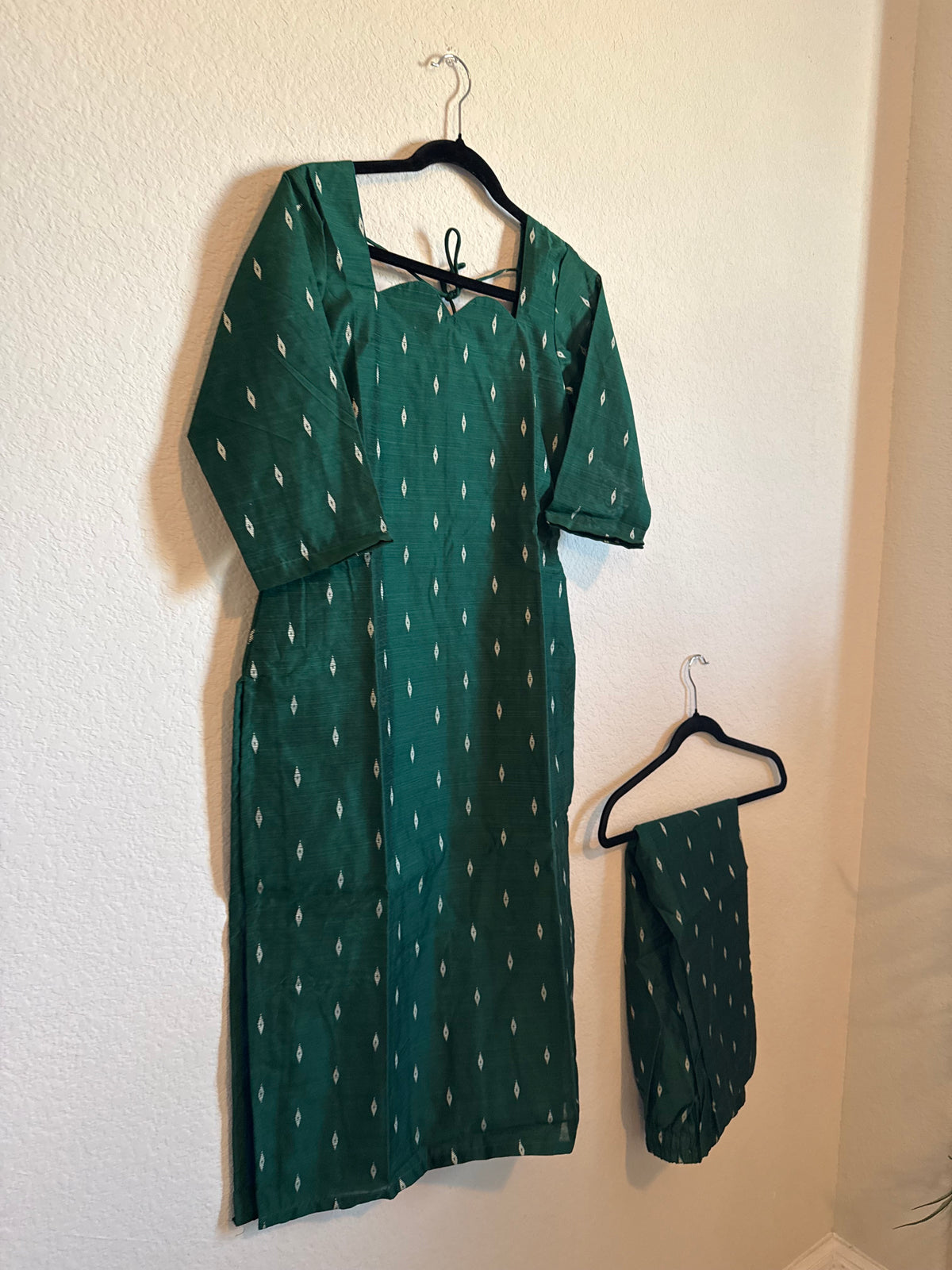Green Raw Silk Customized Festive Coord Set