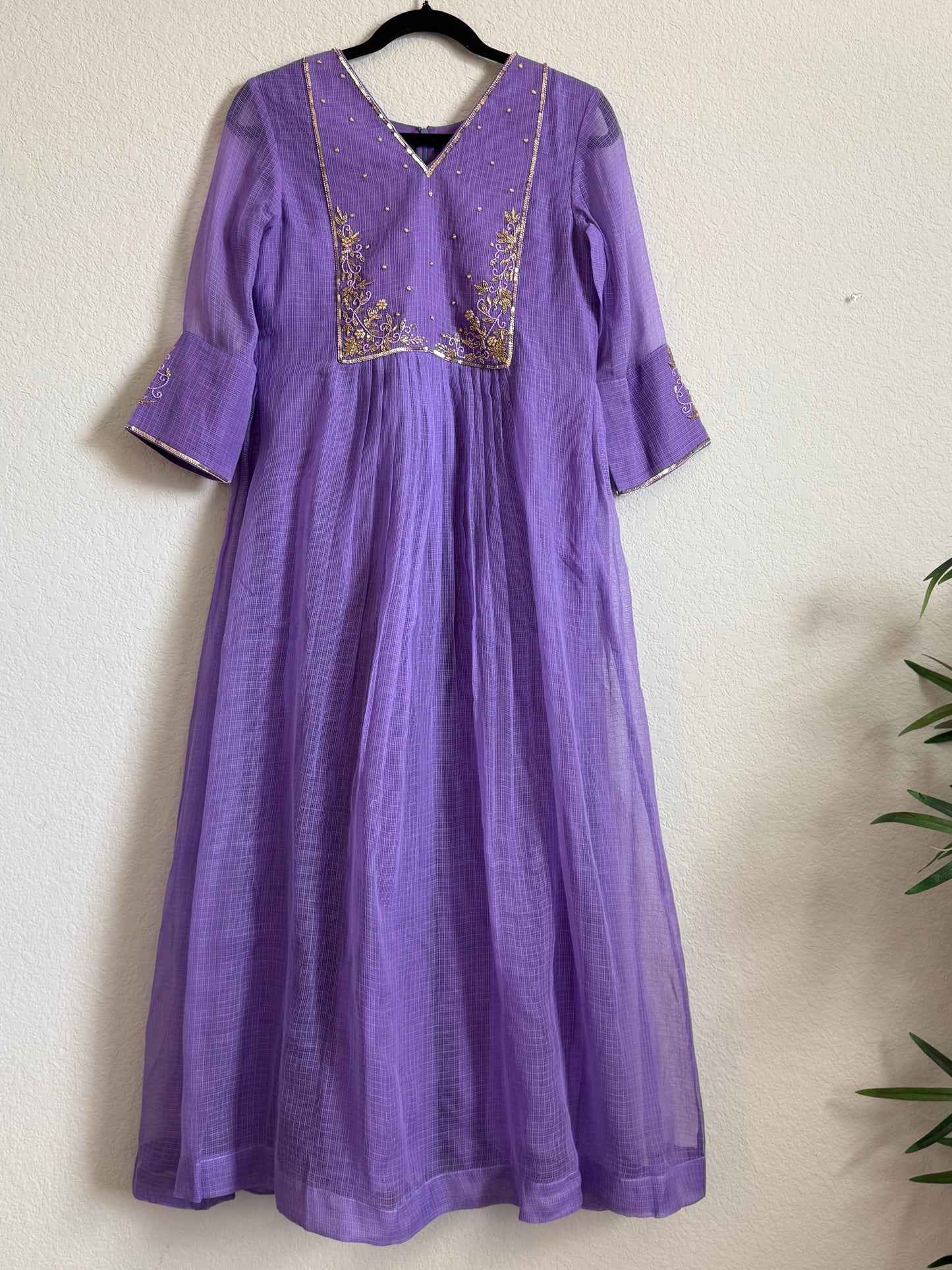 Lavendar Kota Maggam Work Dress