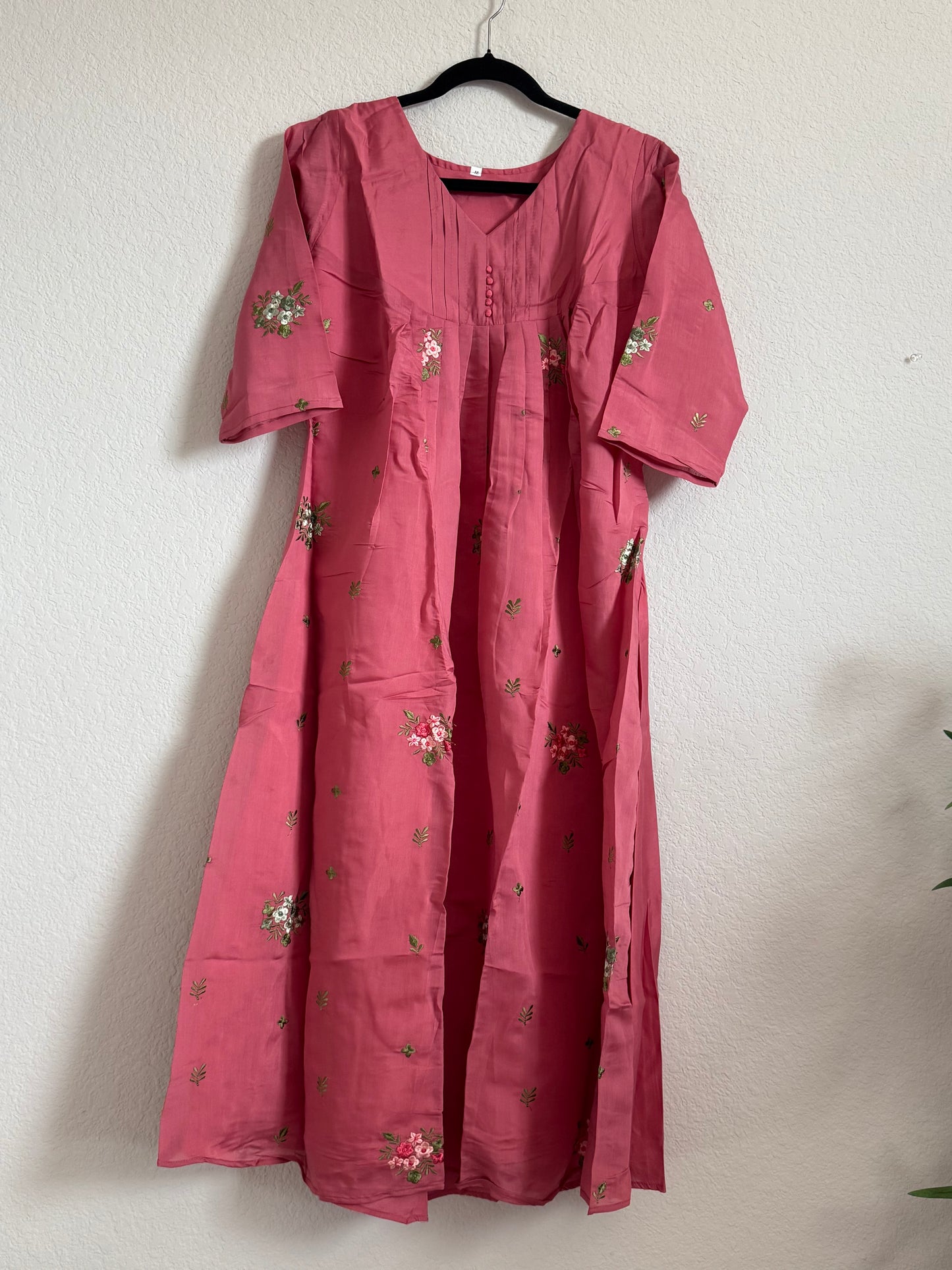 Peach Mul Chanderi A-line Kurti