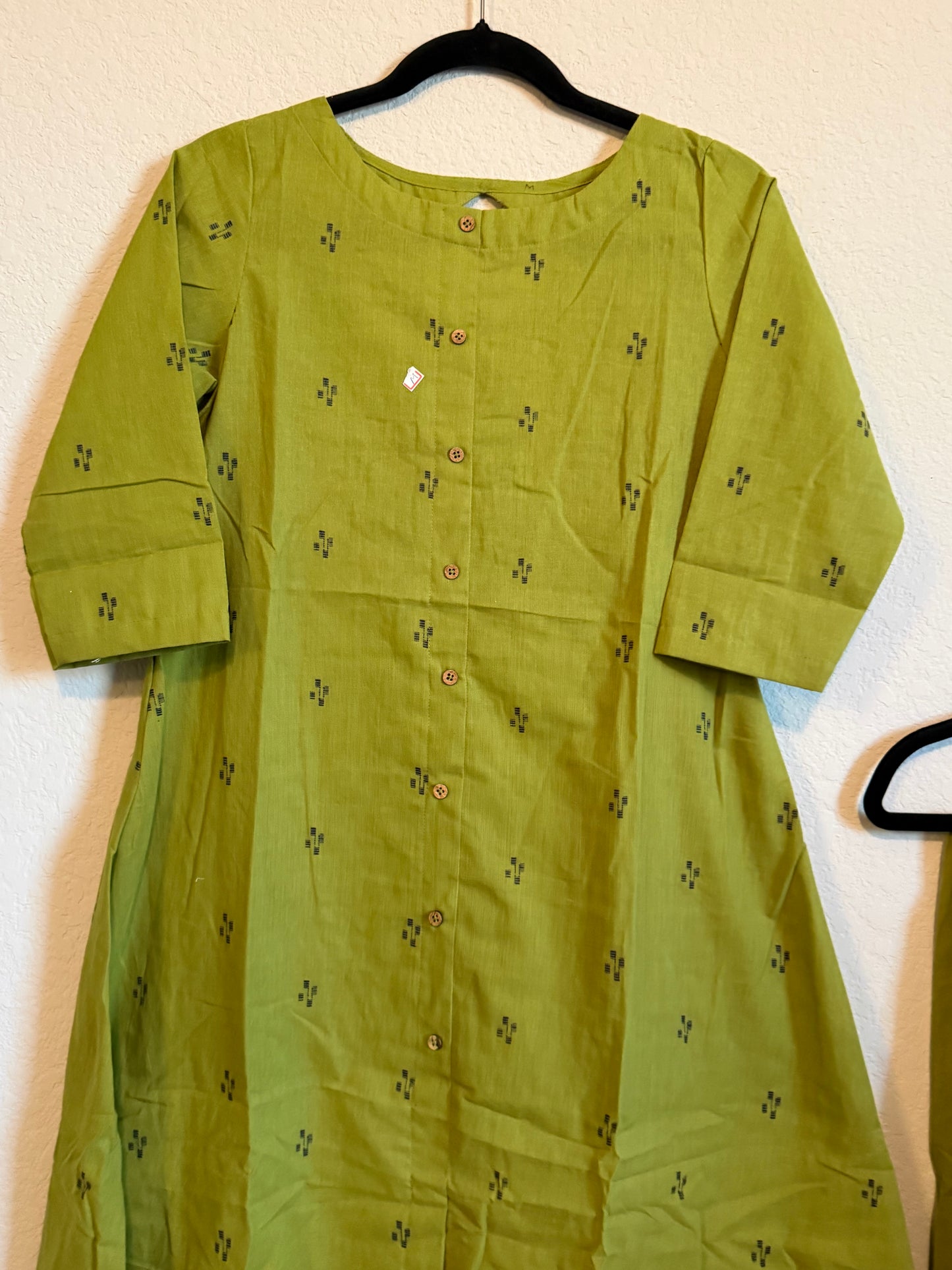 Green Cotton A-line Customized Coord Set