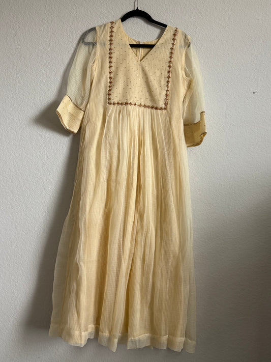 Biege Kota Maggam Work Dress