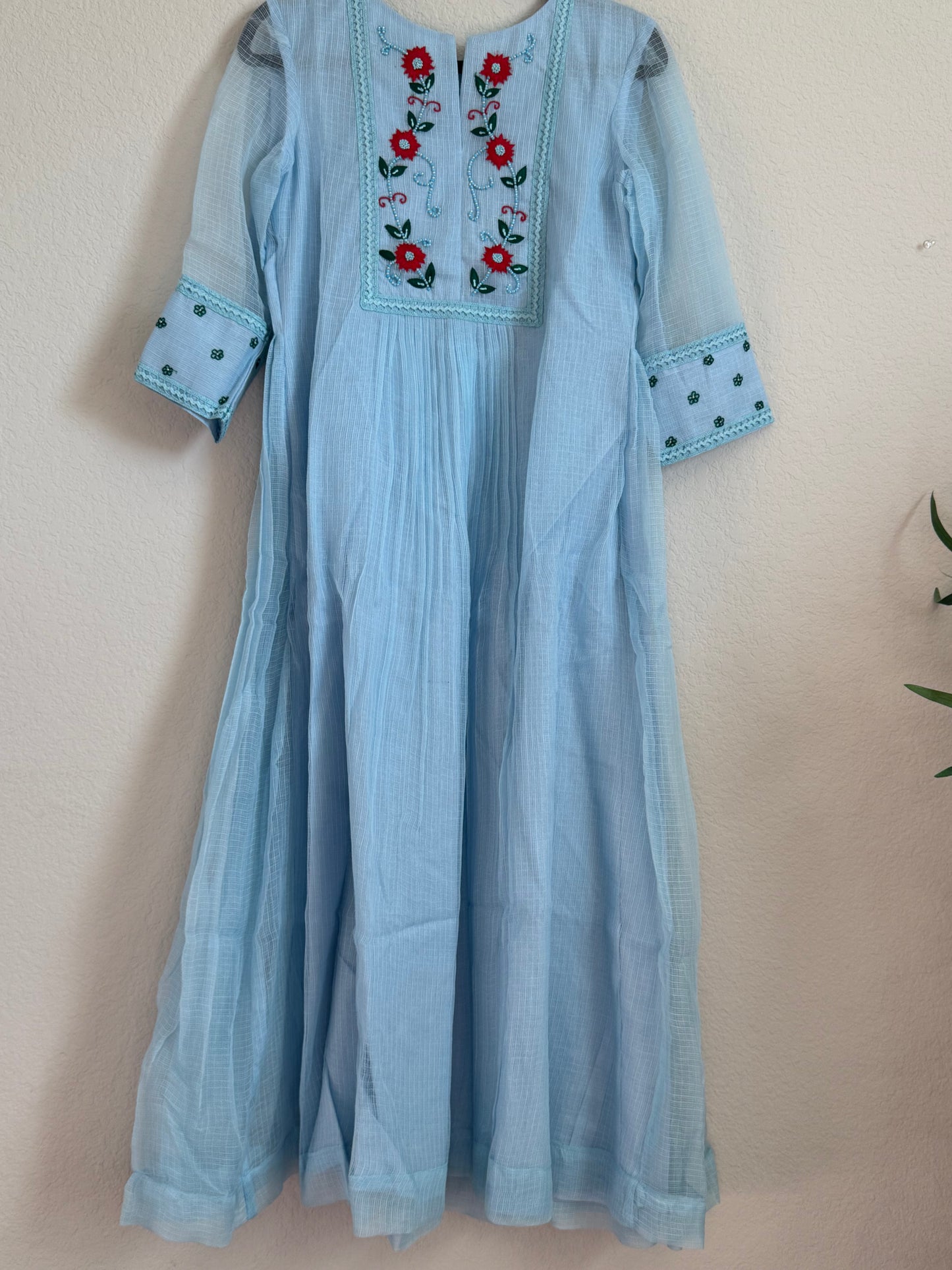 Powder Blue Kota Maggam Work Dress