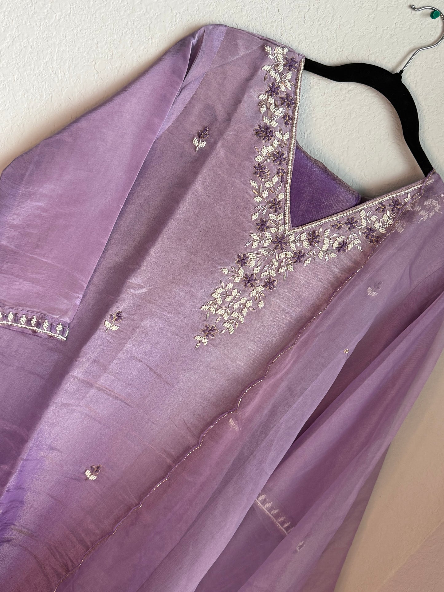 Lavendar pure tissue handwork butties A-line suit set