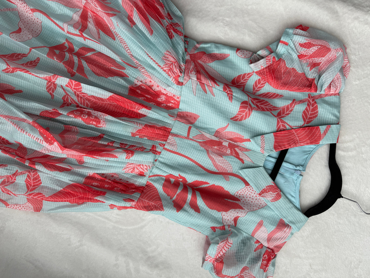 Sky blue floral kota midi dress