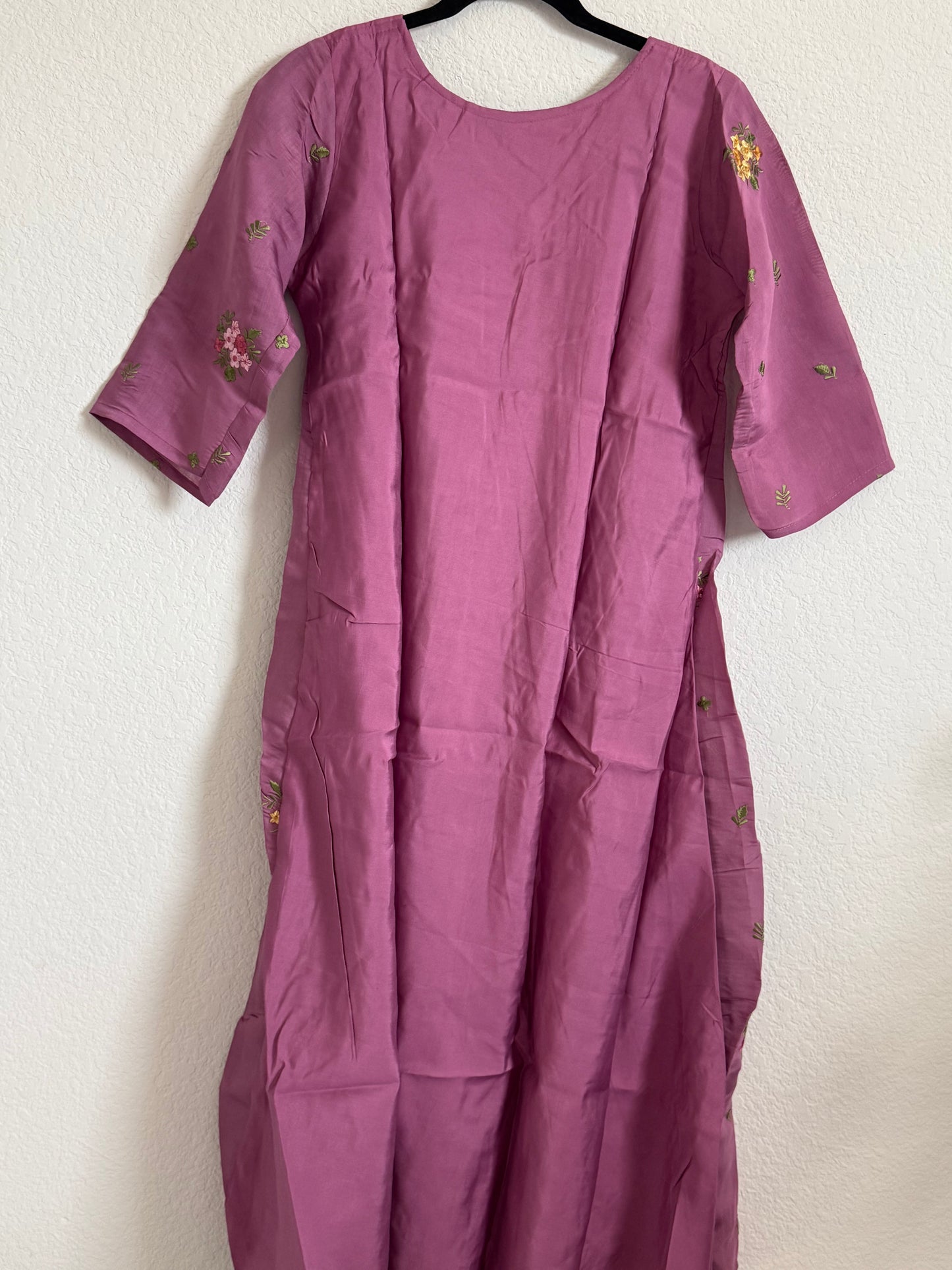 Magenta Mul Chanderi A-line Kurti