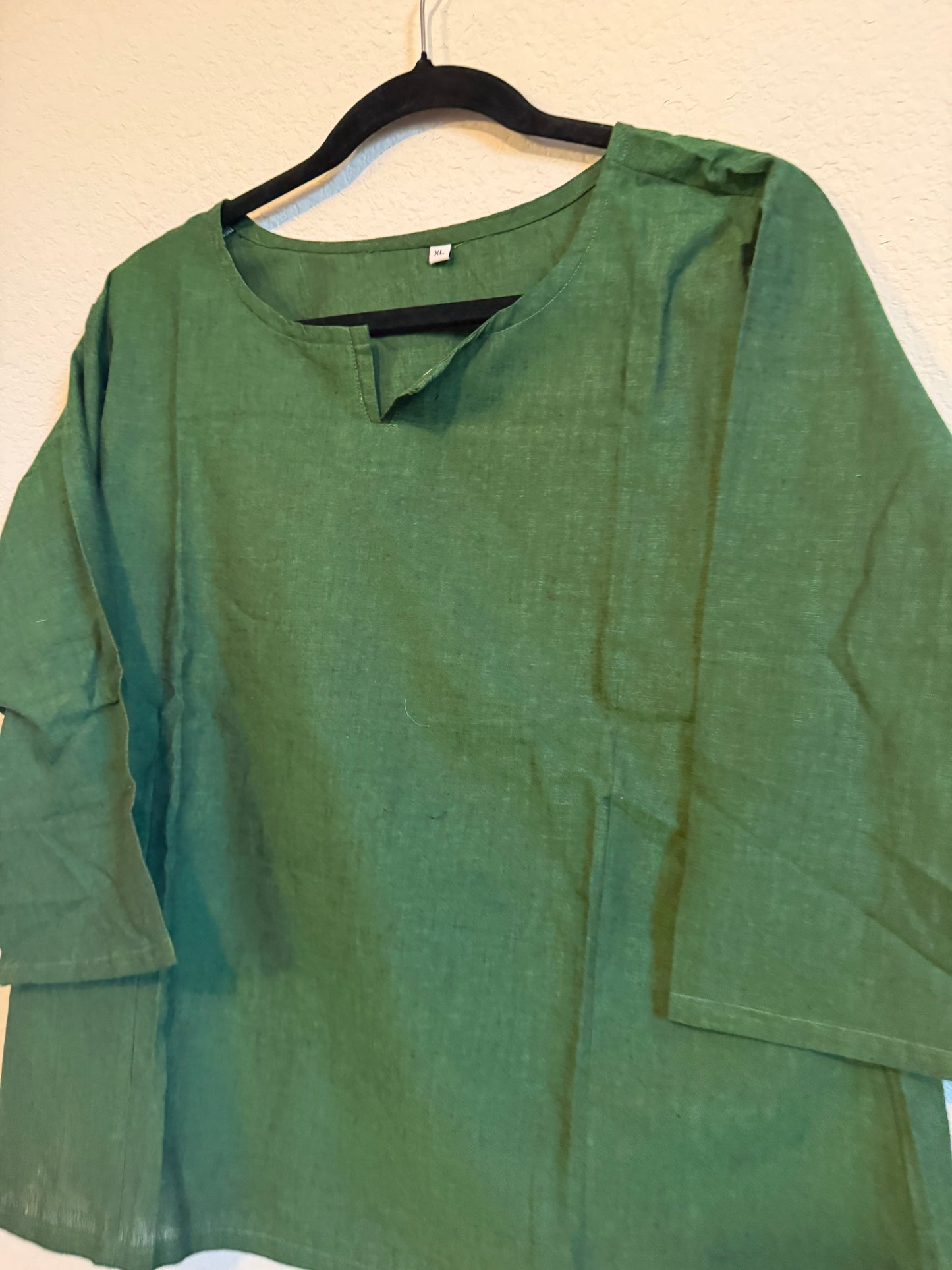 Pista green cotton skirt with green top - set