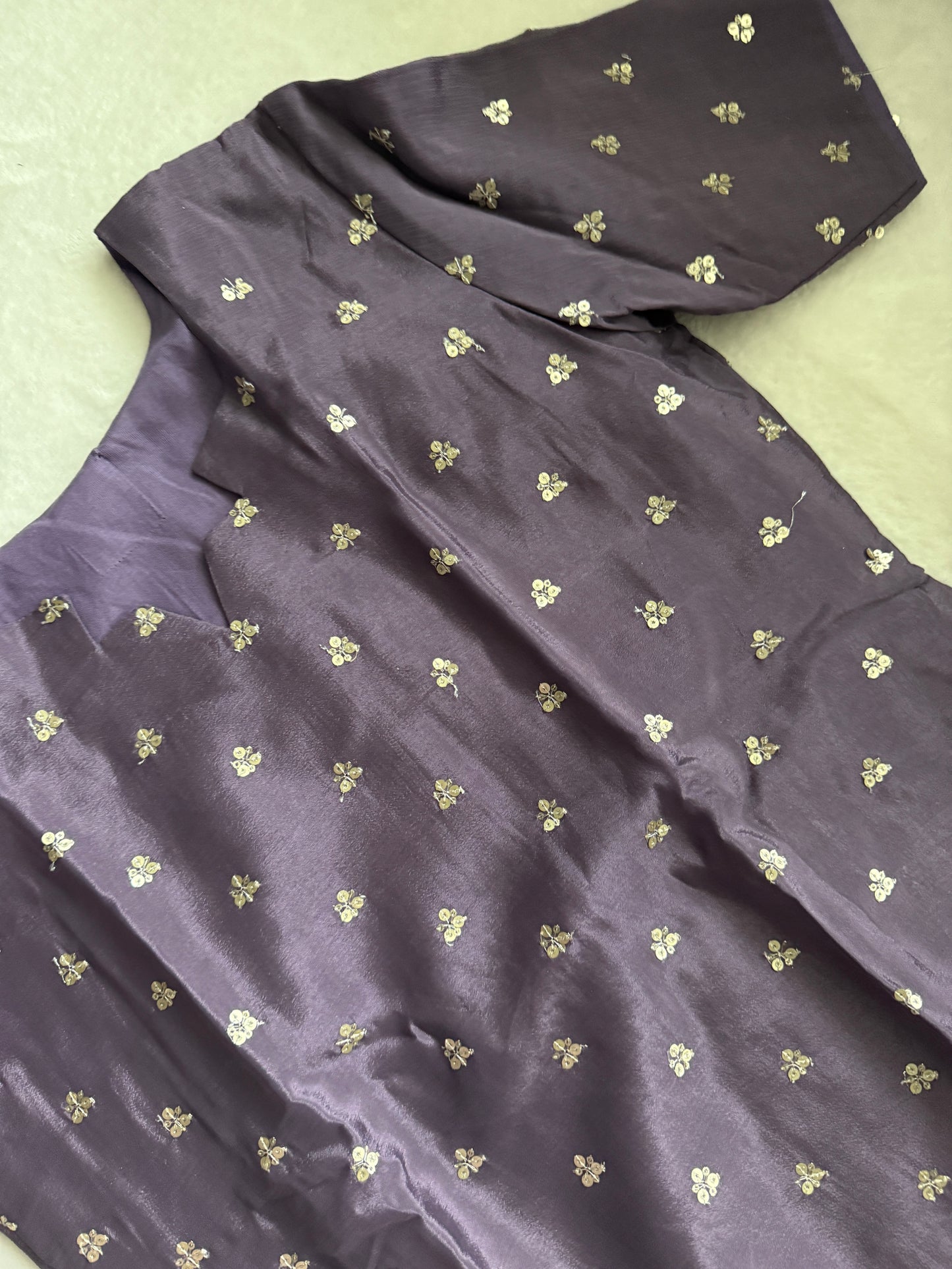 Purple Customized Coord Set – Top with Raw Silk Pant
