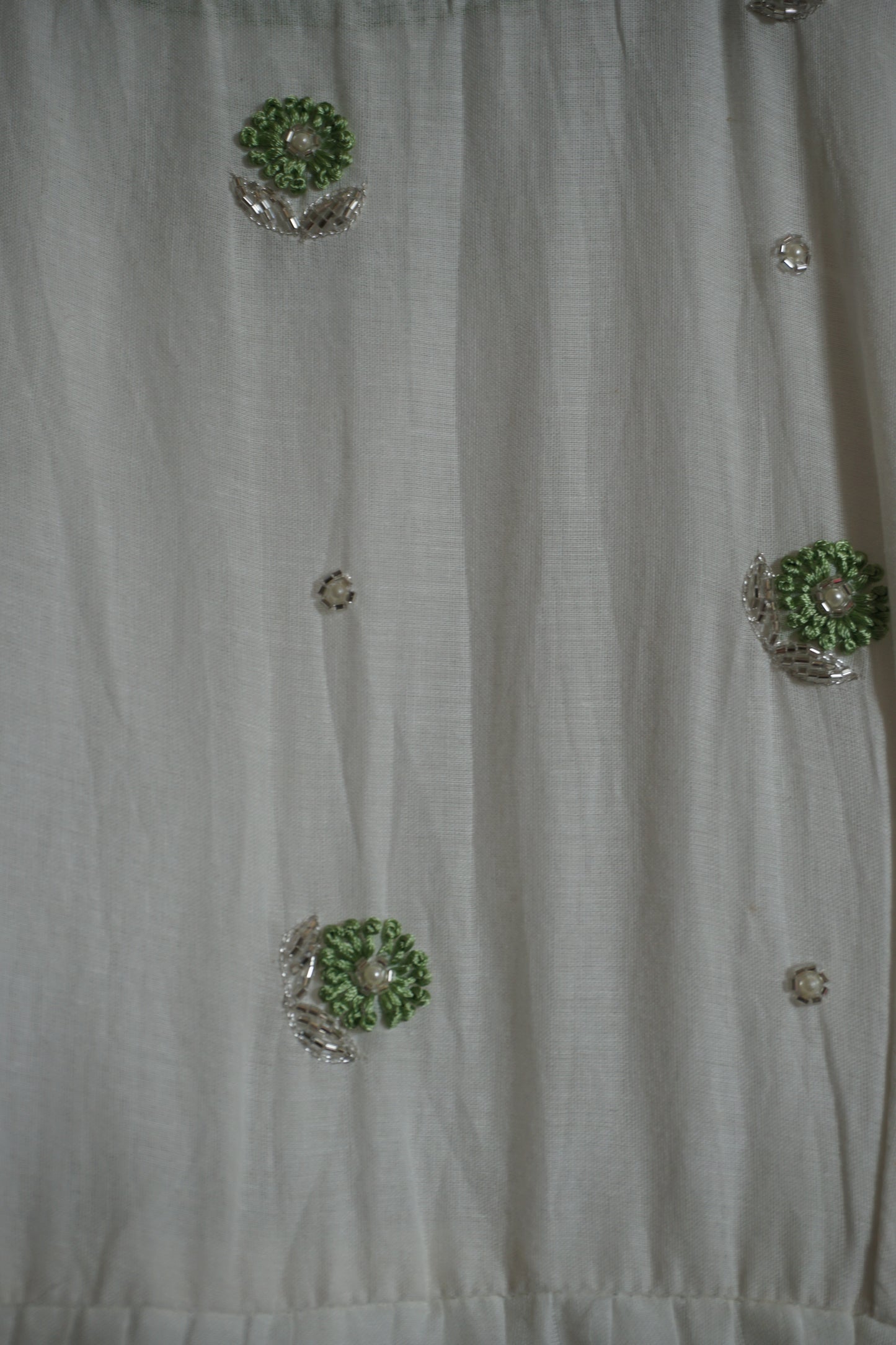 White with green dual shade maggam work midi dress