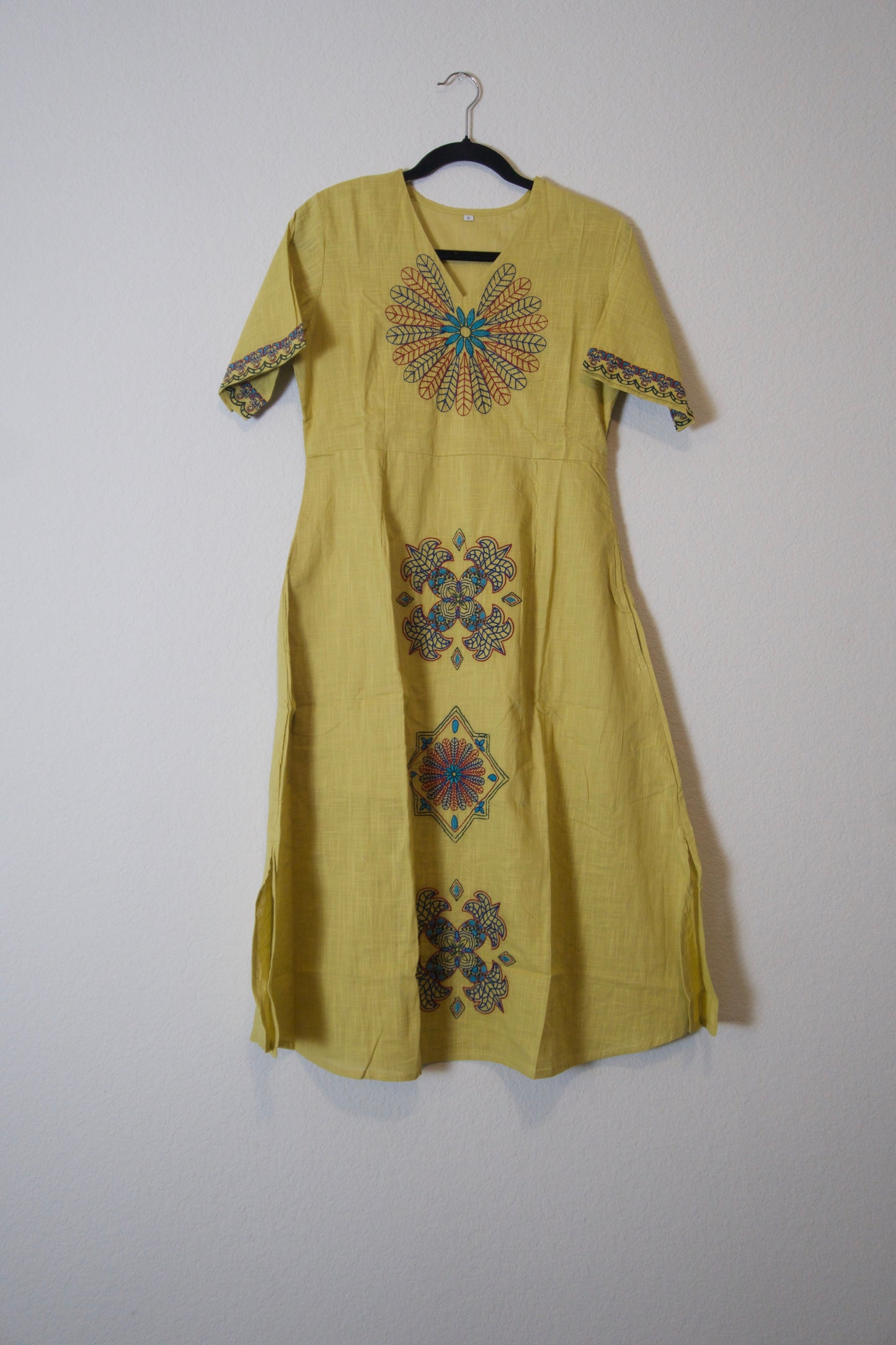 Mustard yellow cotton one piece dress