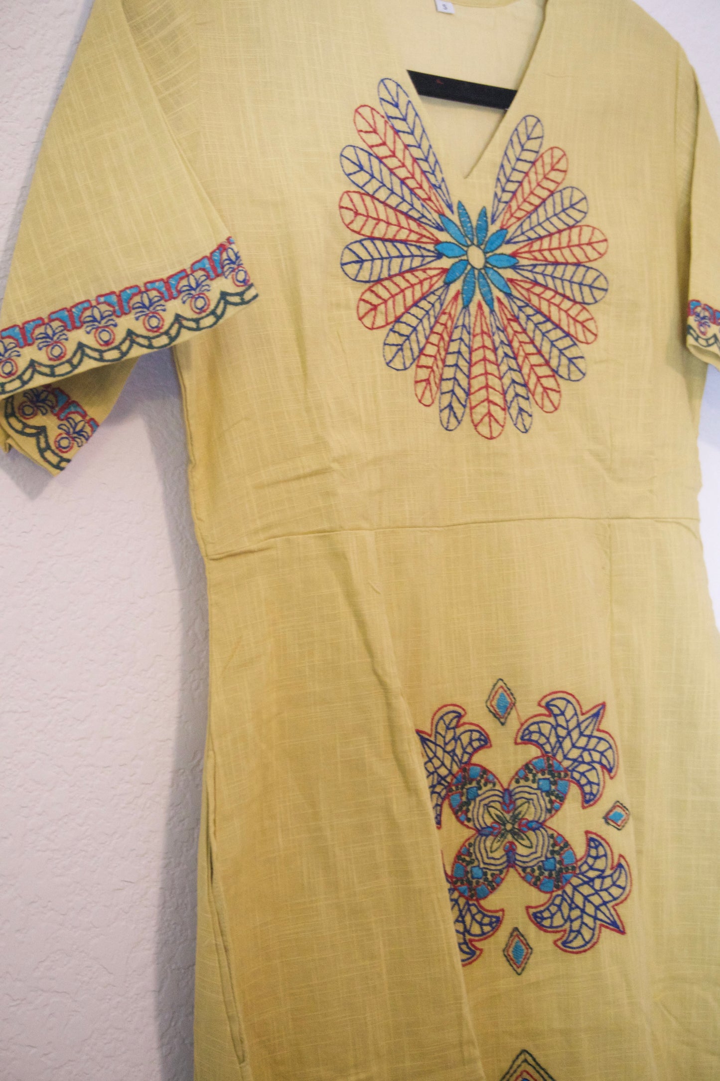 Mustard yellow cotton one piece dress
