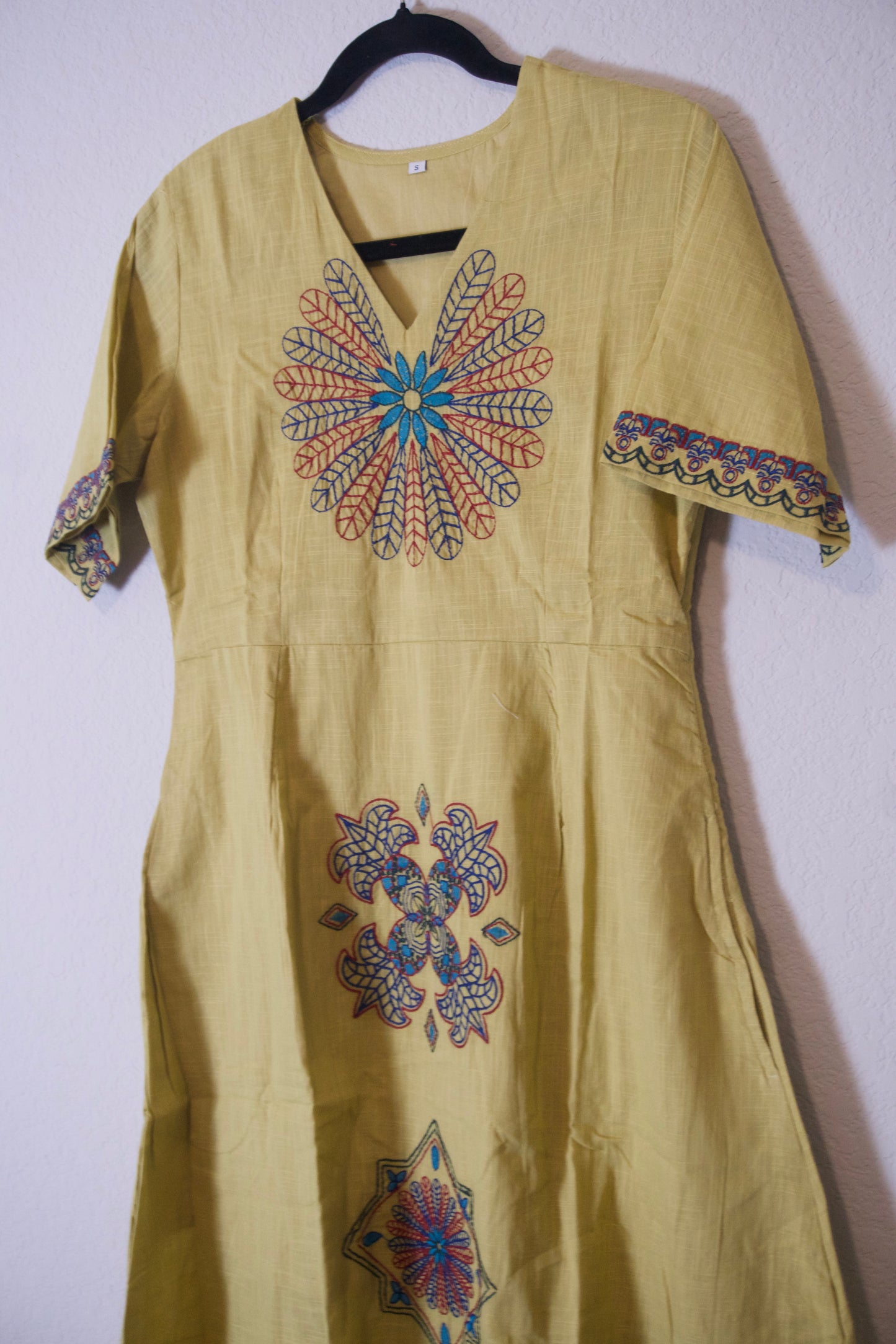 Mustard yellow cotton one piece dress