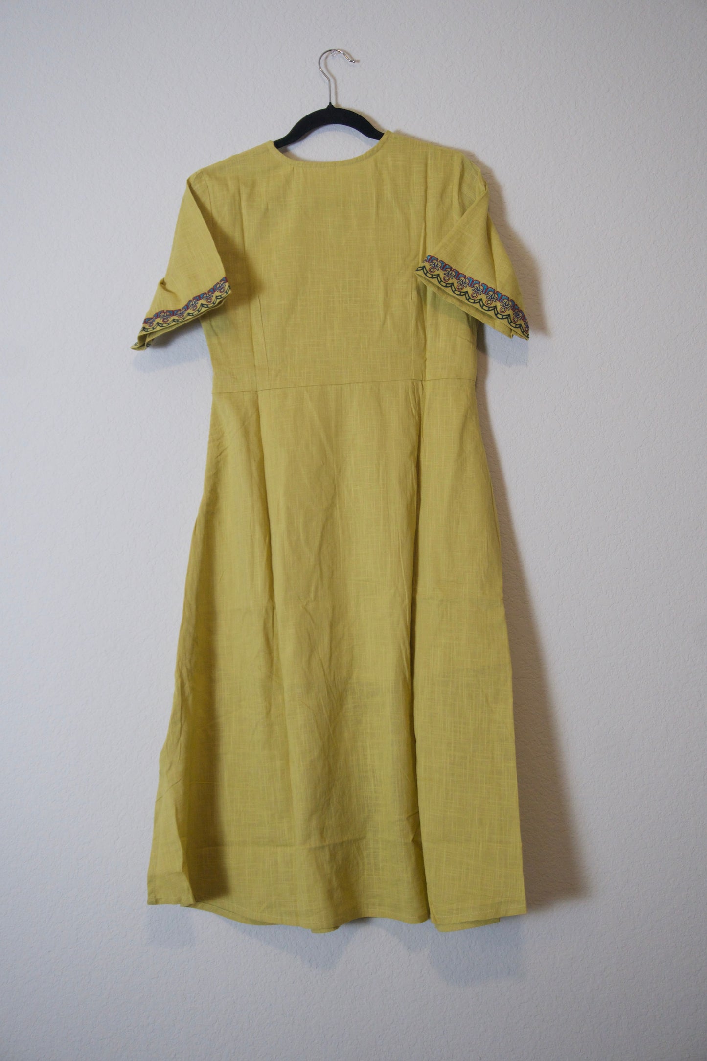 Mustard yellow cotton one piece dress