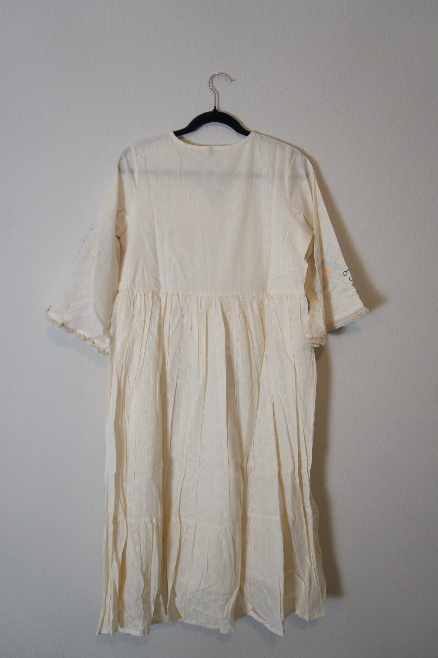 White cotton handpainted one piece dress