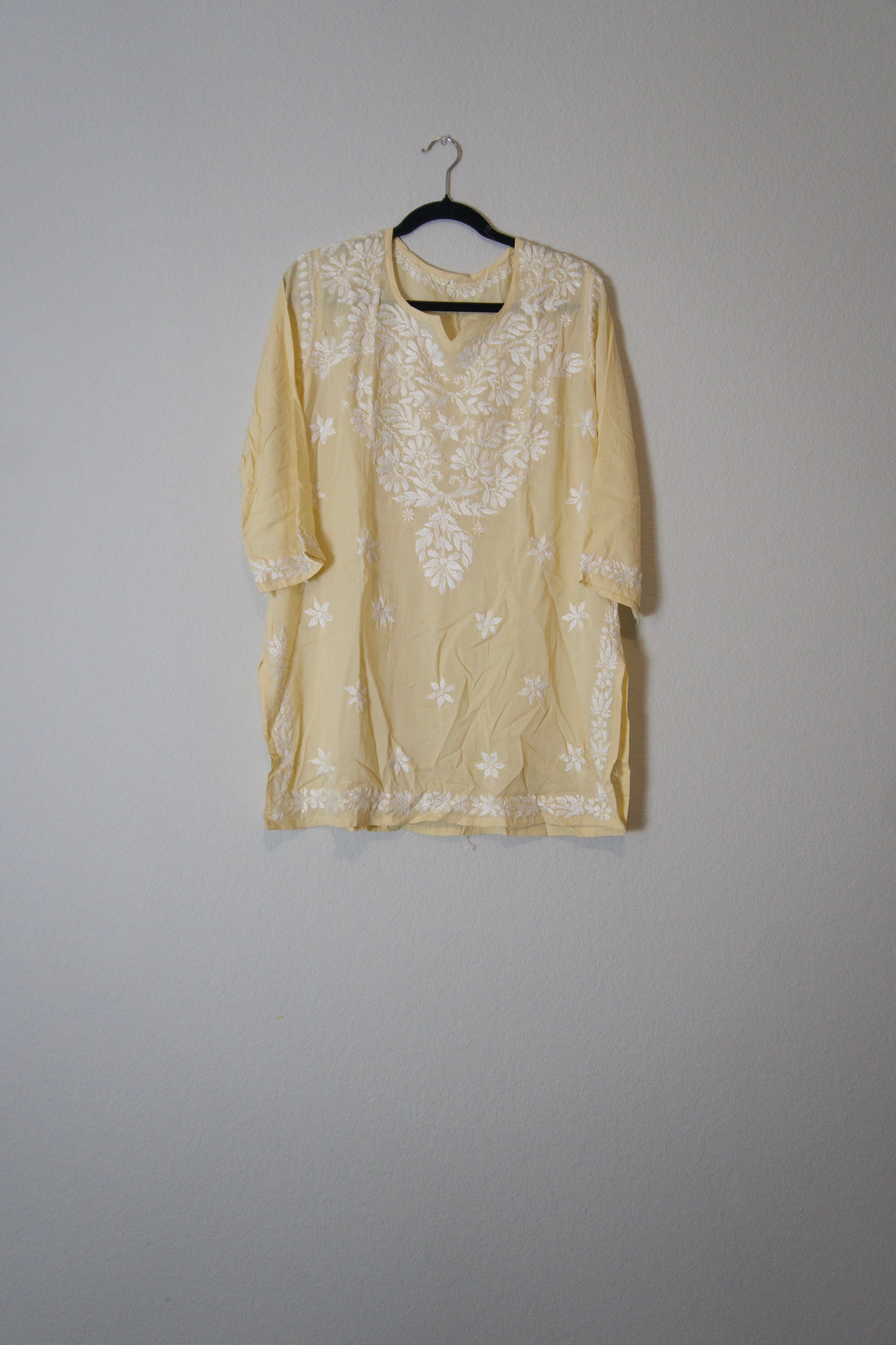 Biege Muslin Chikankari Short Kurti