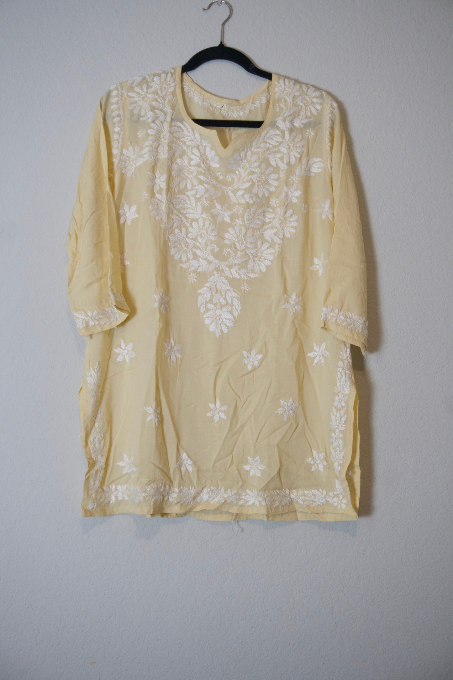 Biege Muslin Chikankari Short Kurti