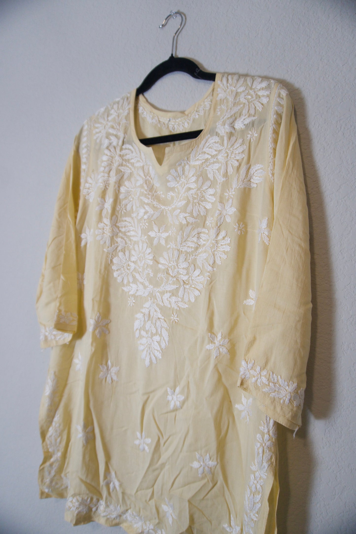 Biege Muslin Chikankari Short Kurti