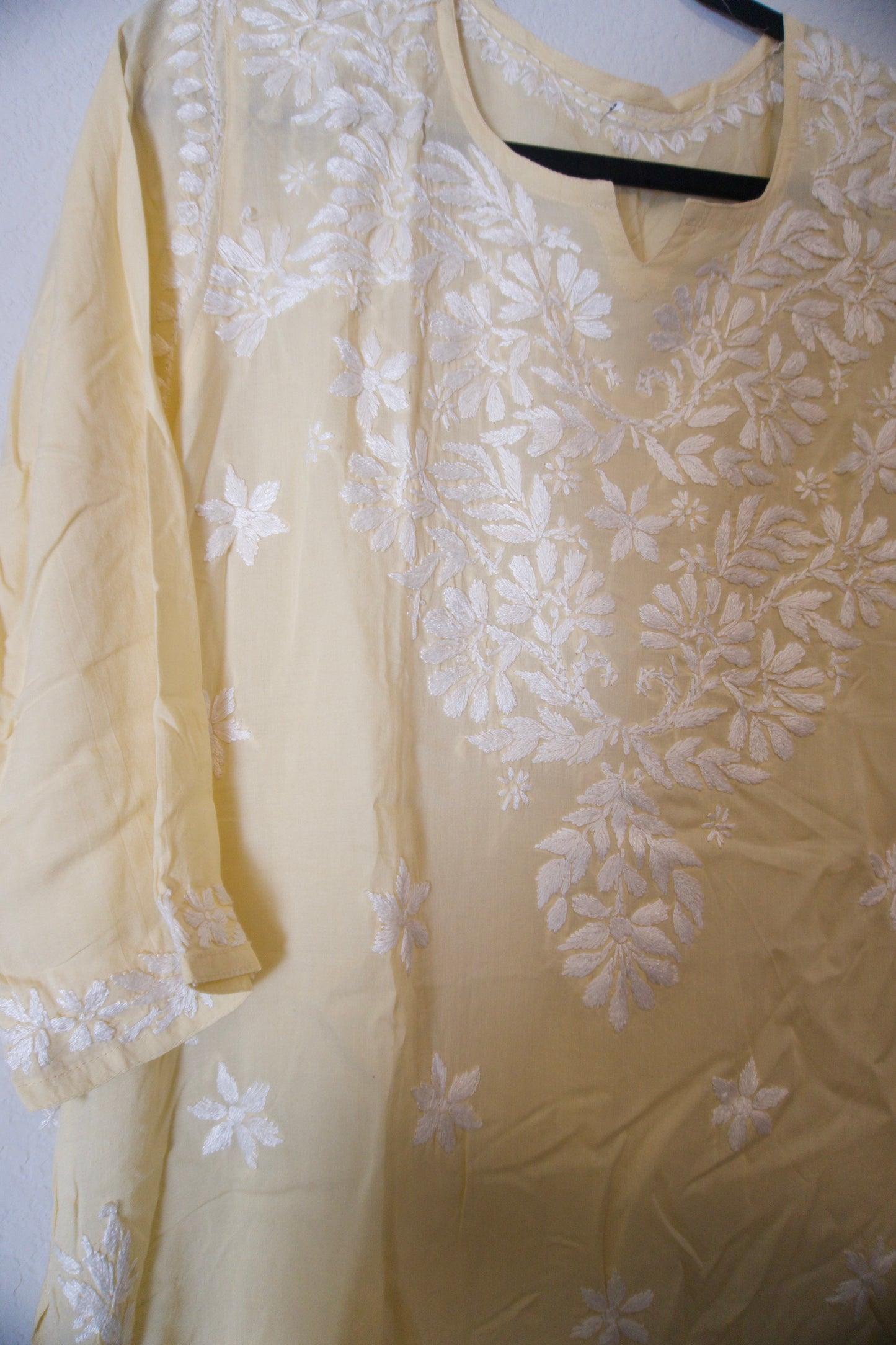 Biege Muslin Chikankari Short Kurti