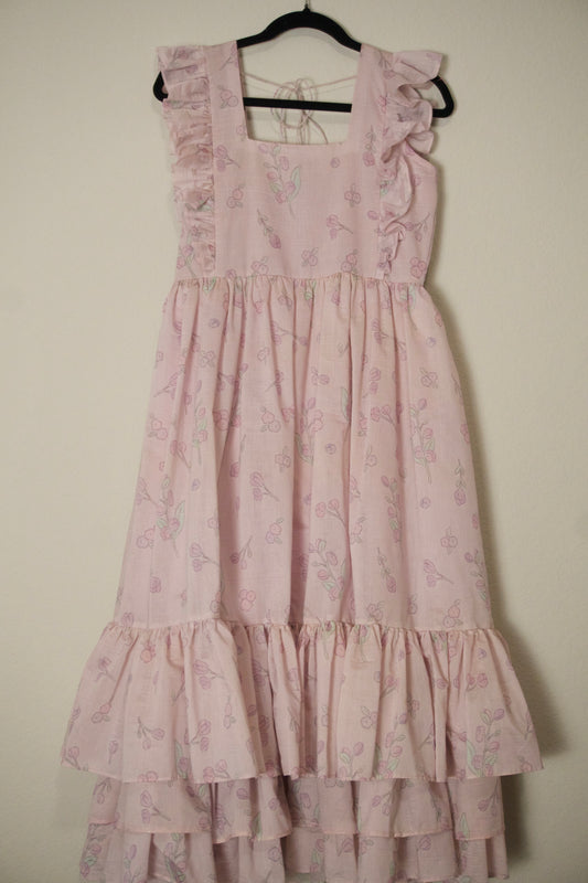 Light lavender mul chanderi floral print frock