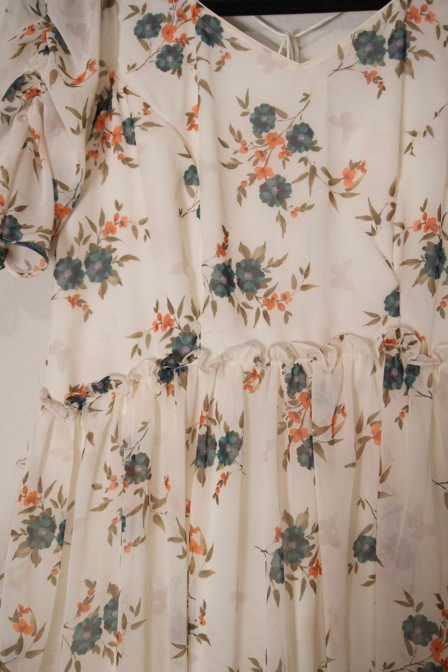 Half white georgette floral midi dress